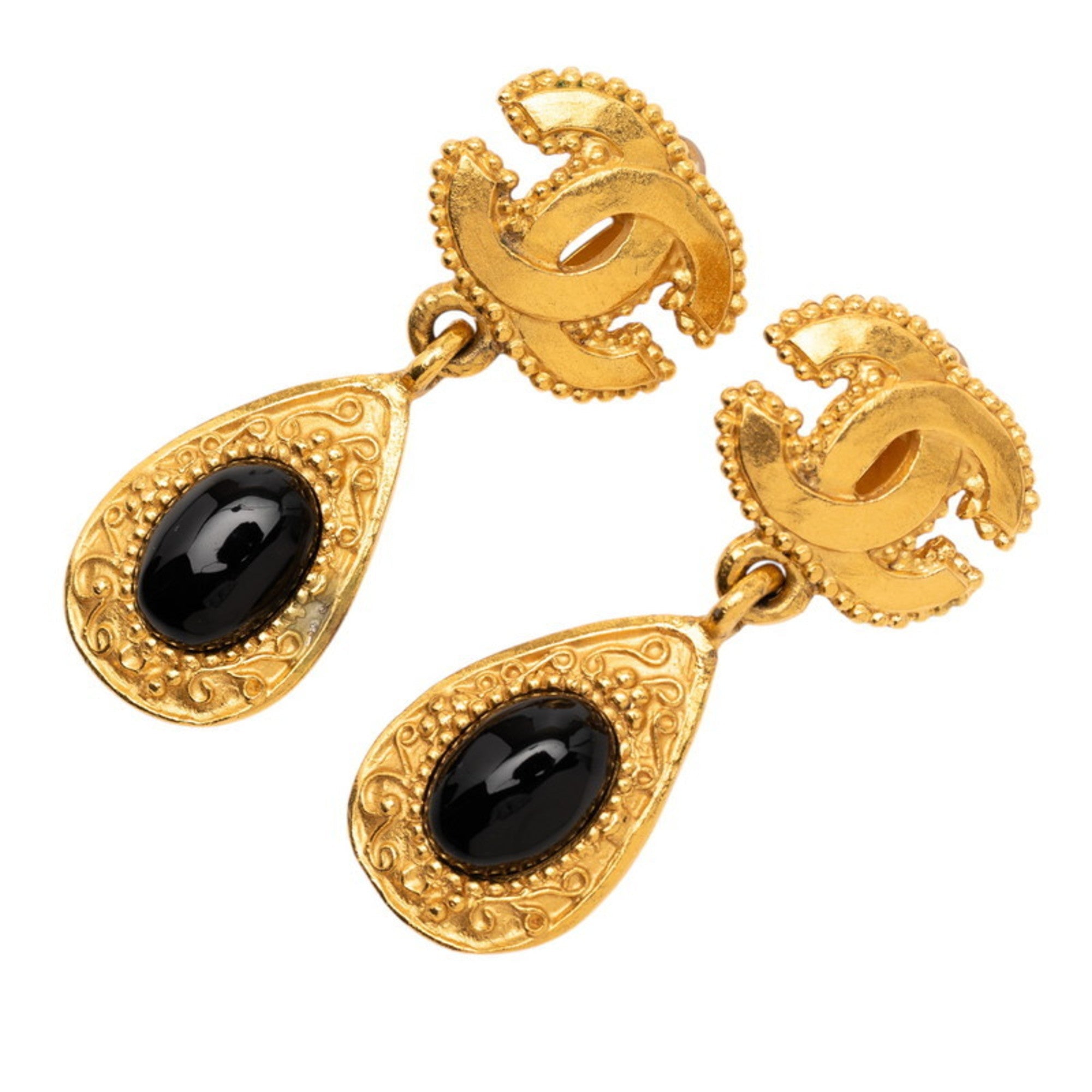 CC Logo Clip-On Earrings Metal Gold-Tone Metal