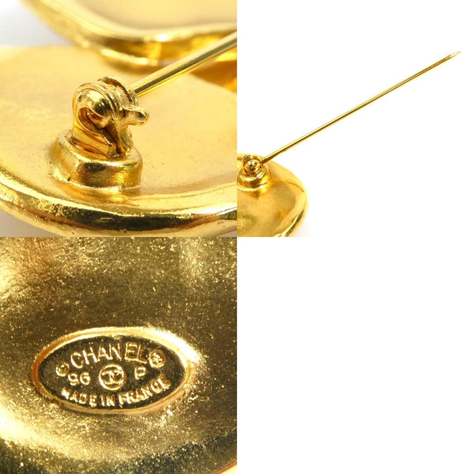 CC Logo Brooch Gold-Tone Metal