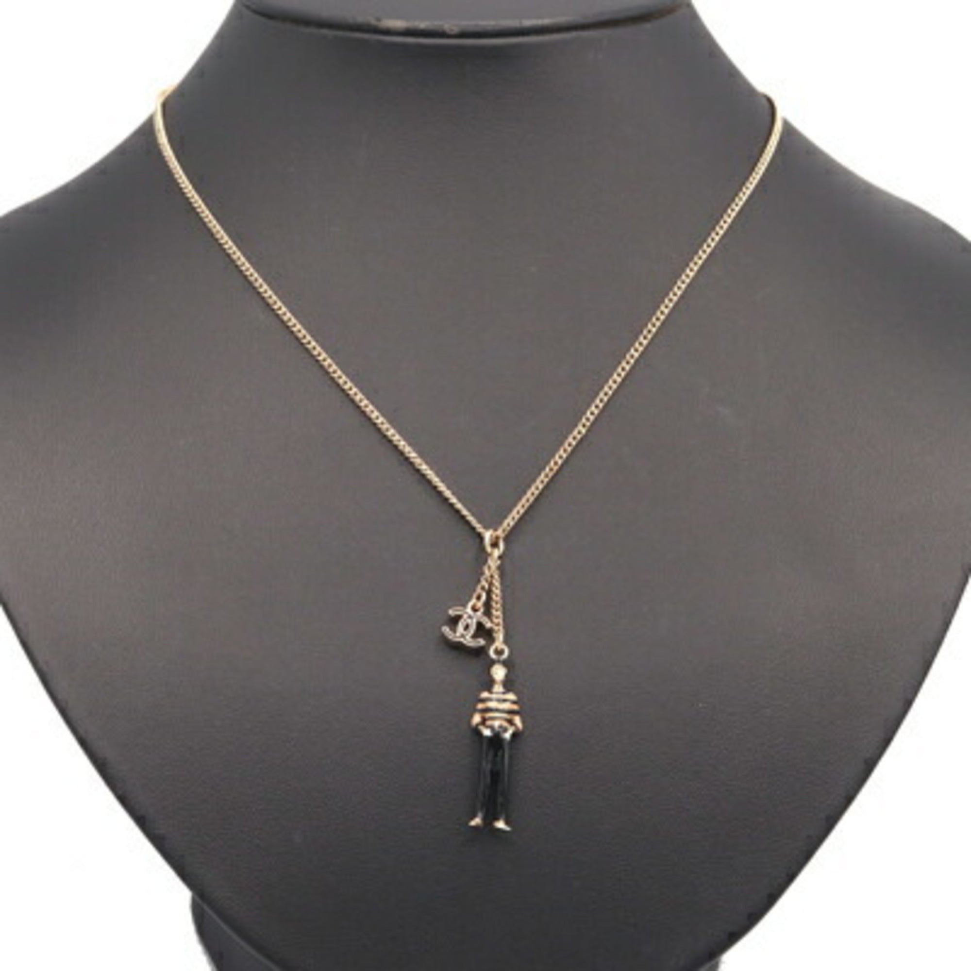 Pendant Necklace Metal Long Matte Gold