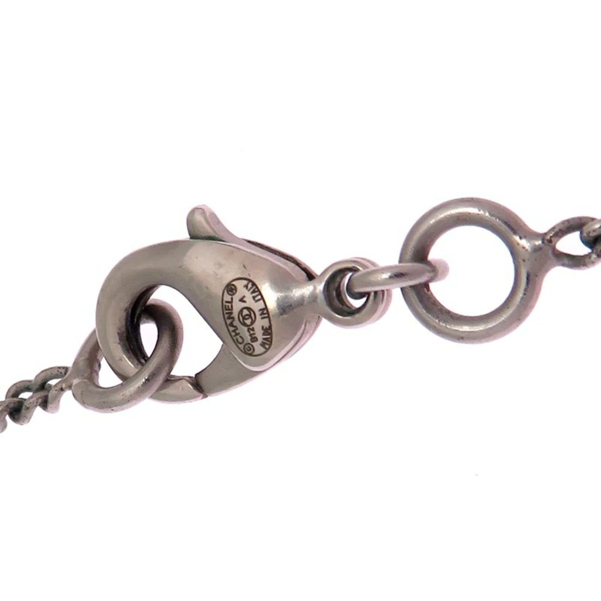 CC Logo Pendant Necklace Silver-Tone Metal