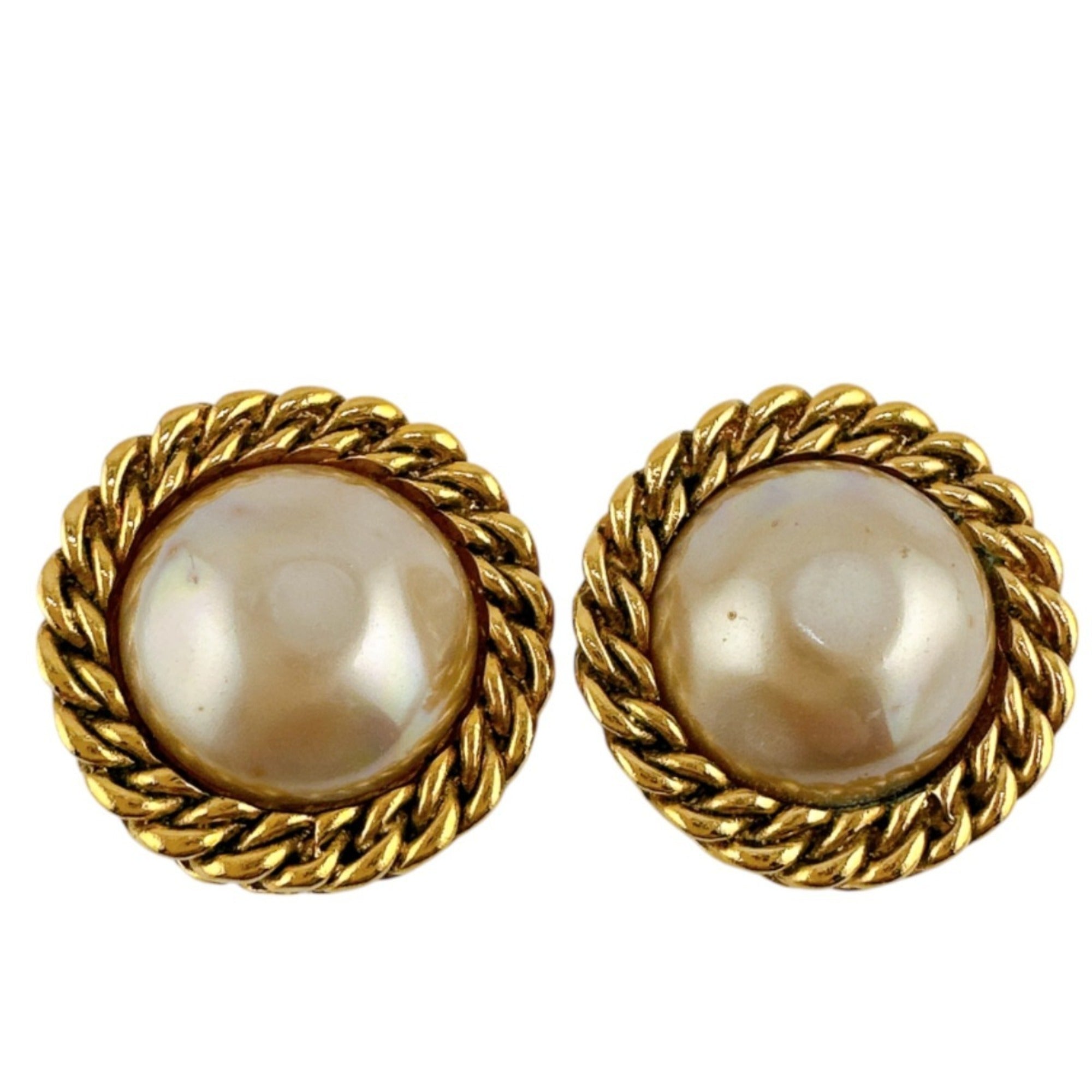 Clip-On Earrings Pearl Clip-On Gold-Tone Metal