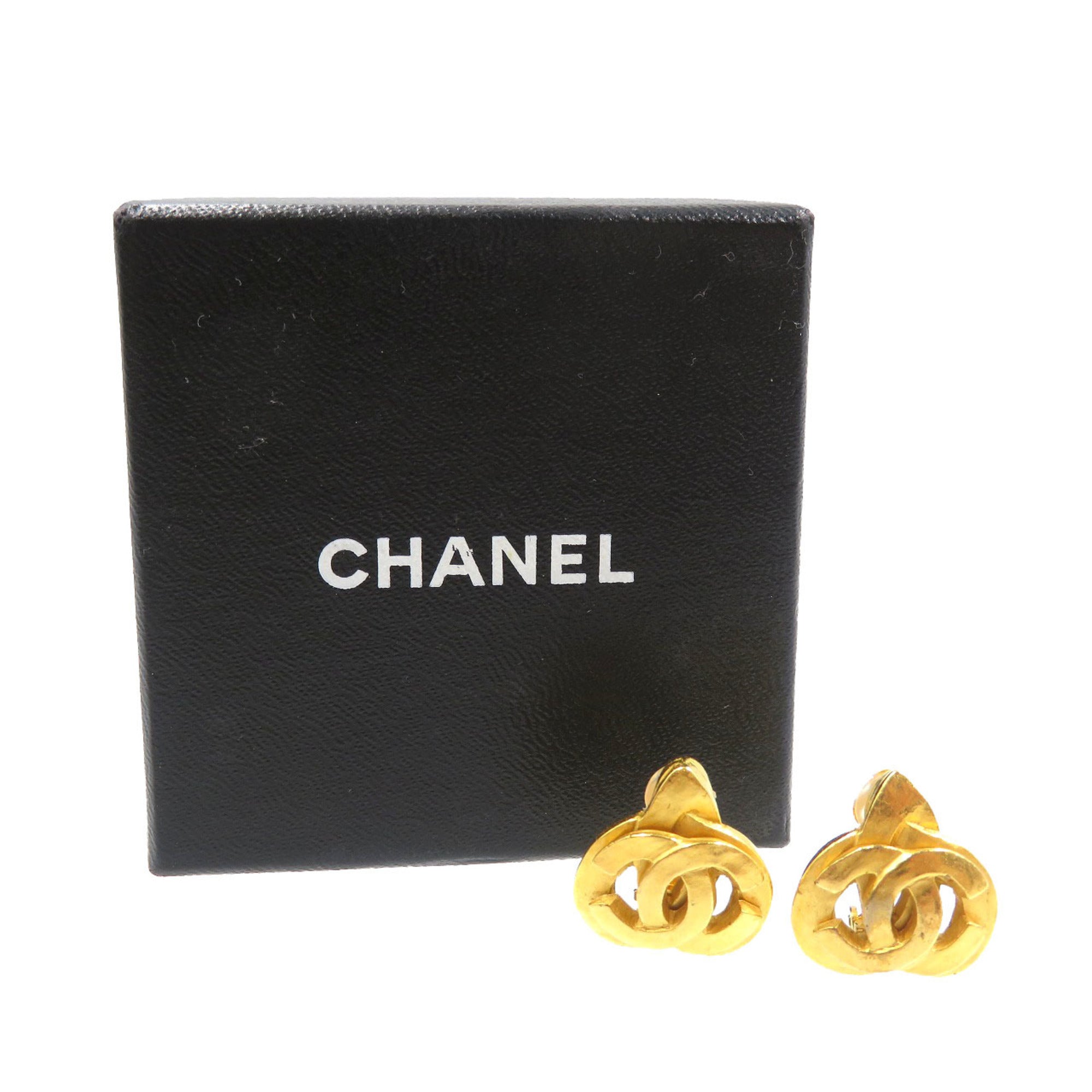CC Logo Clip-On Earrings Gold-Tone Metal Gold-Tone Metal