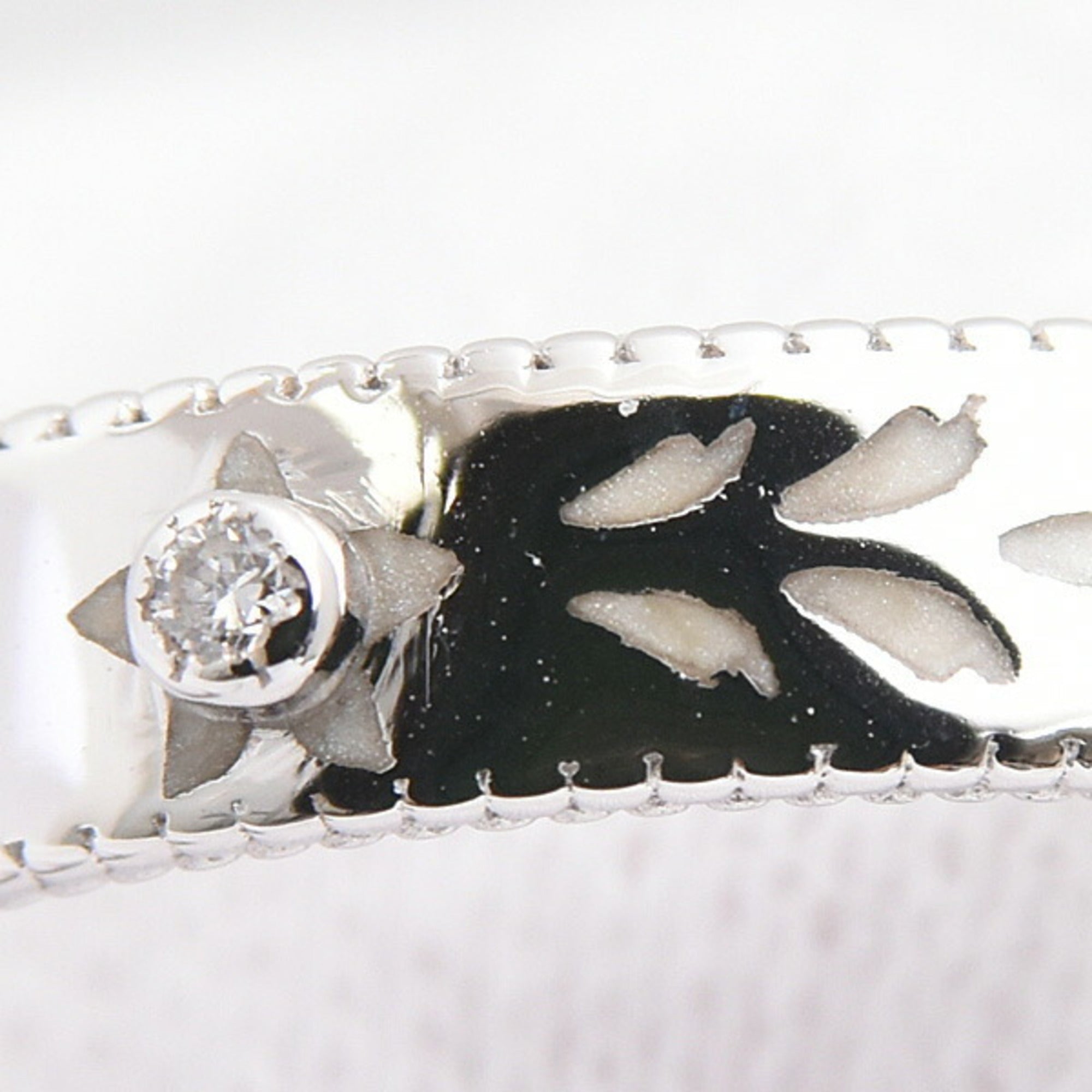 Band Ring Enamel and 18K White Gold With Diamond