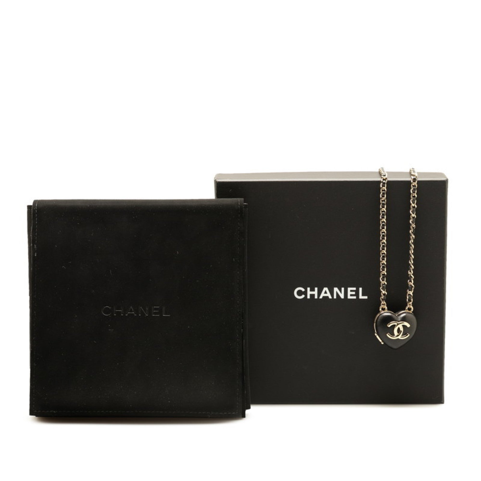 CC Logo Heart Pendant Necklace Metal