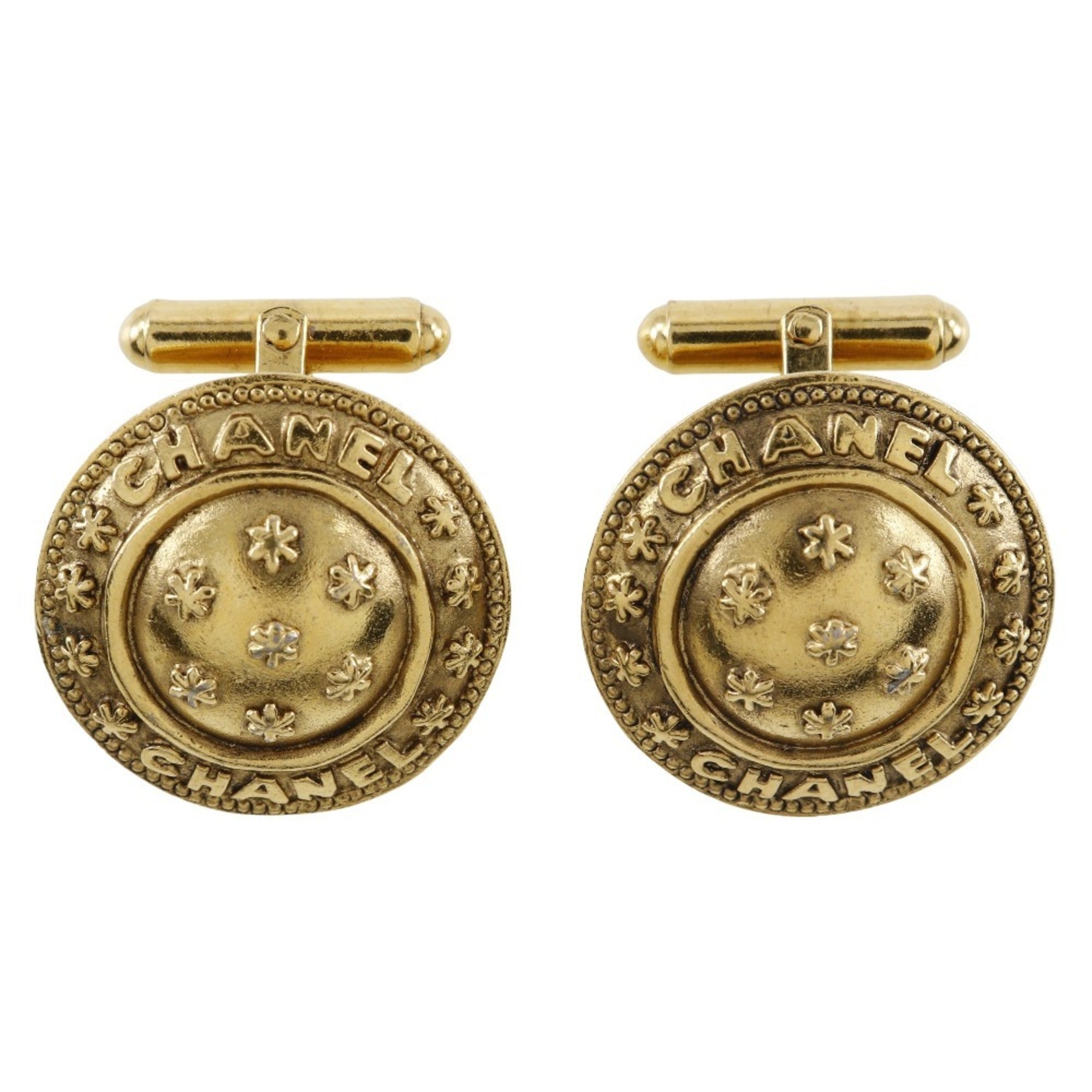Flower Cufflinks Gold Plated Metal Bracelet
