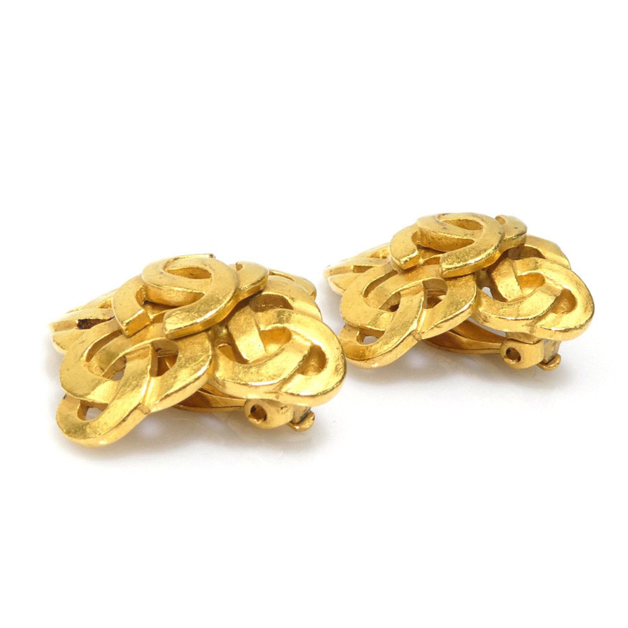 CC Logo Clip-On Earrings Gold-Tone Metal Gold-Tone Metal