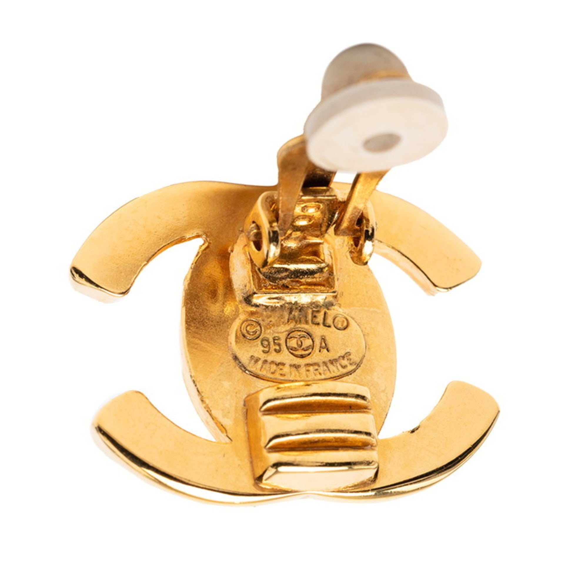 CC Logo Turnlock Clip-On Earrings Metal Gold-Tone Metal
