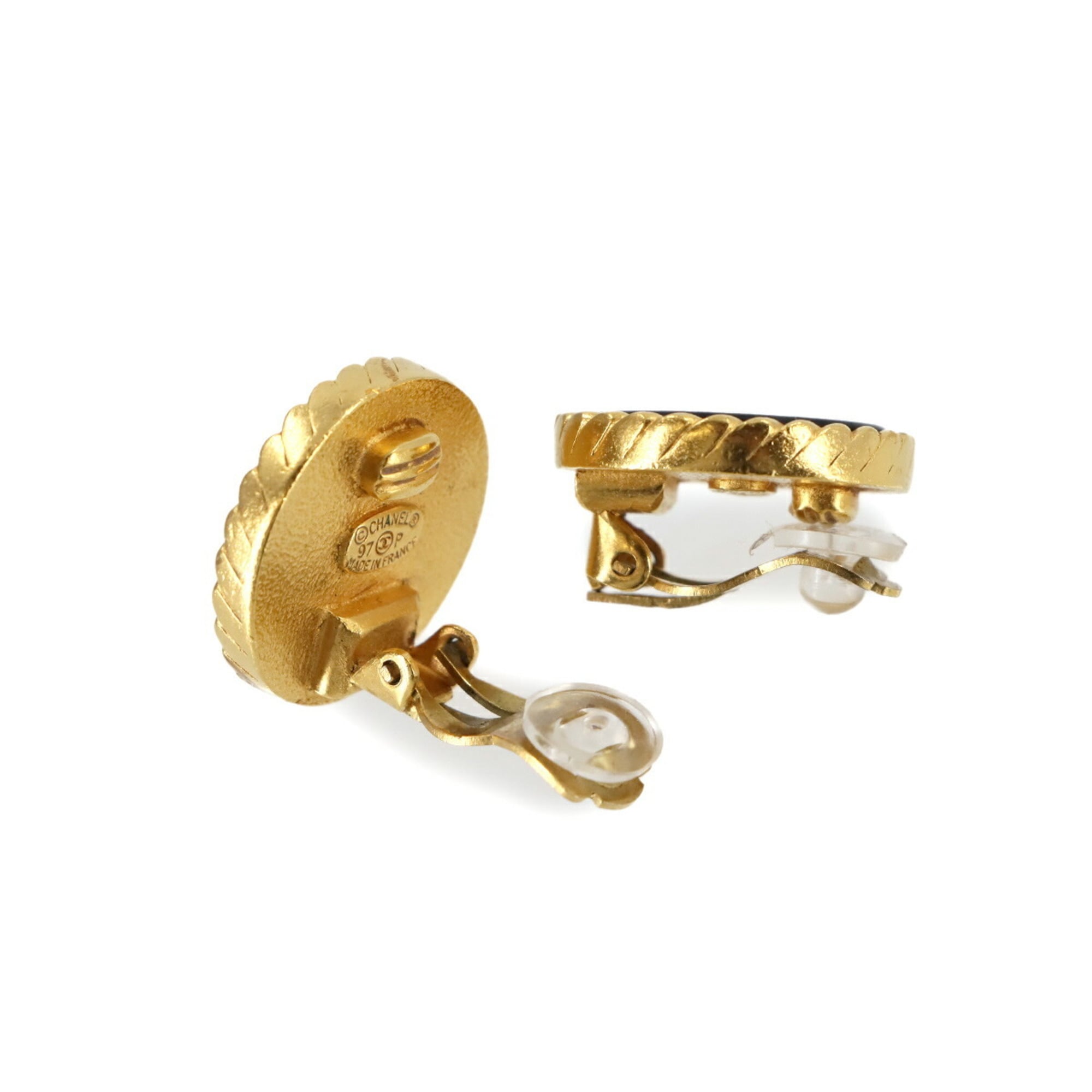 CC Logo Clip-On Earrings Gold-Tone Metal Gold-Tone Metal