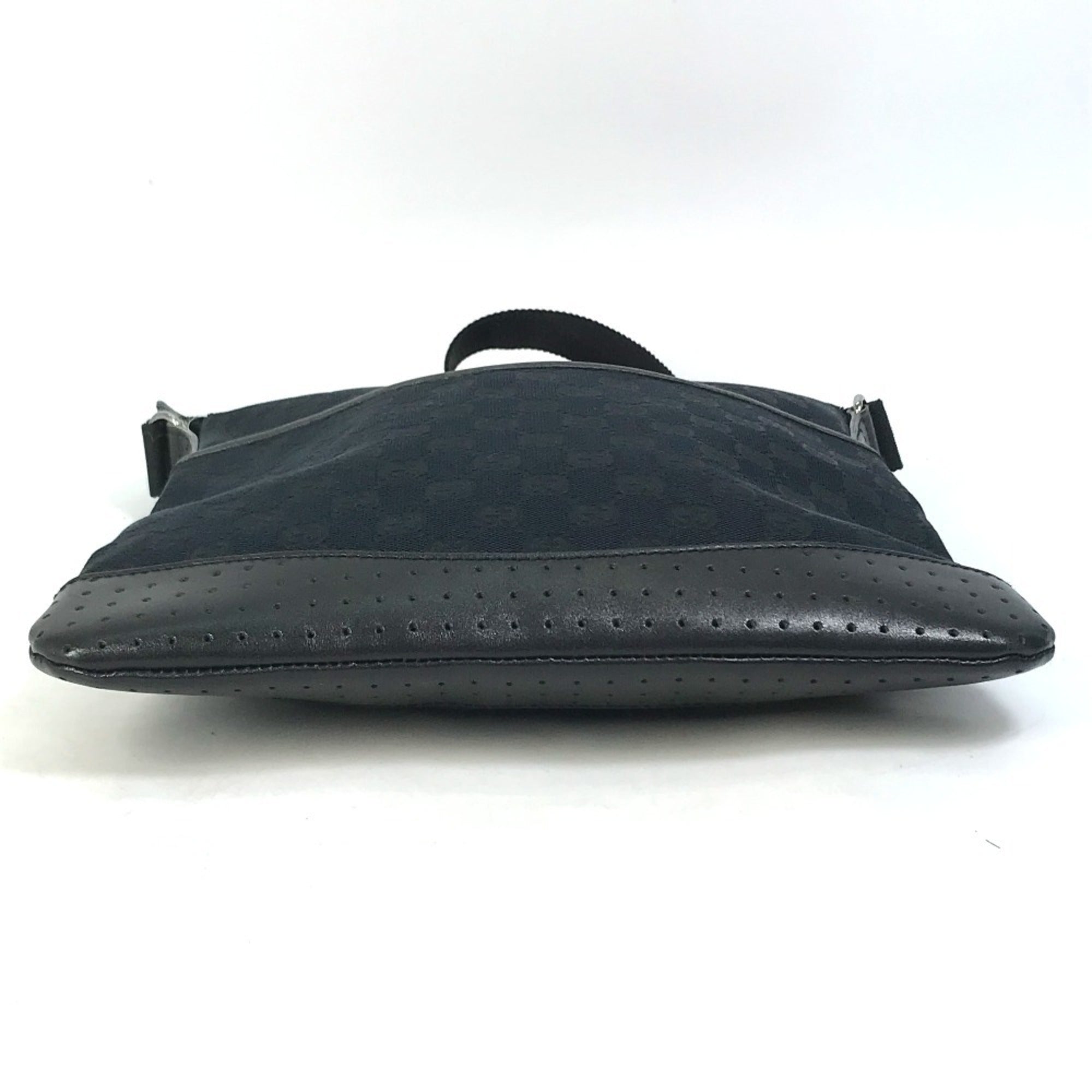 Zip Messenger Bag GG Canvas with Perforated Leather Medium