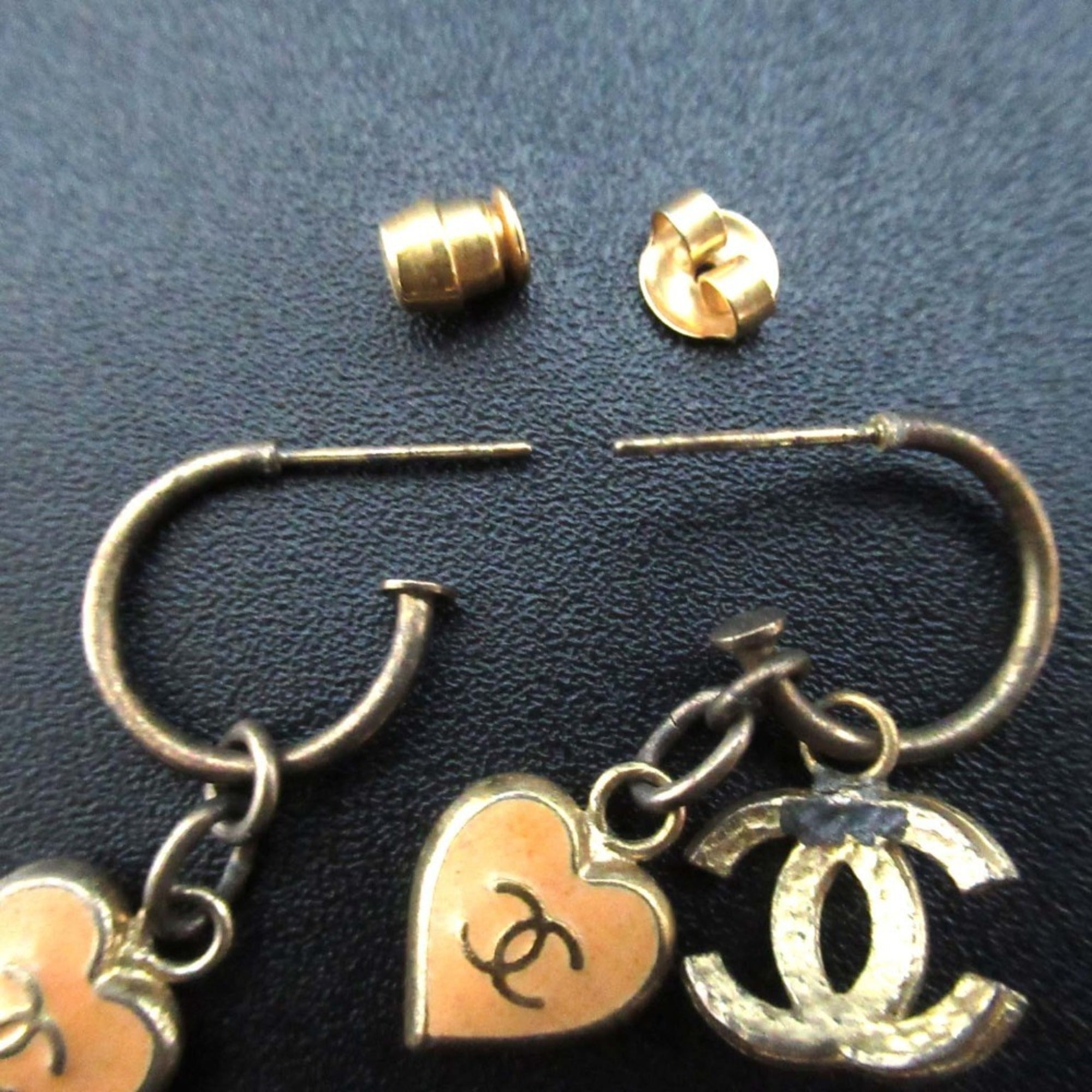 CC Logo Heart Earrings Gold-Tone Metal Gold-Tone Metal
