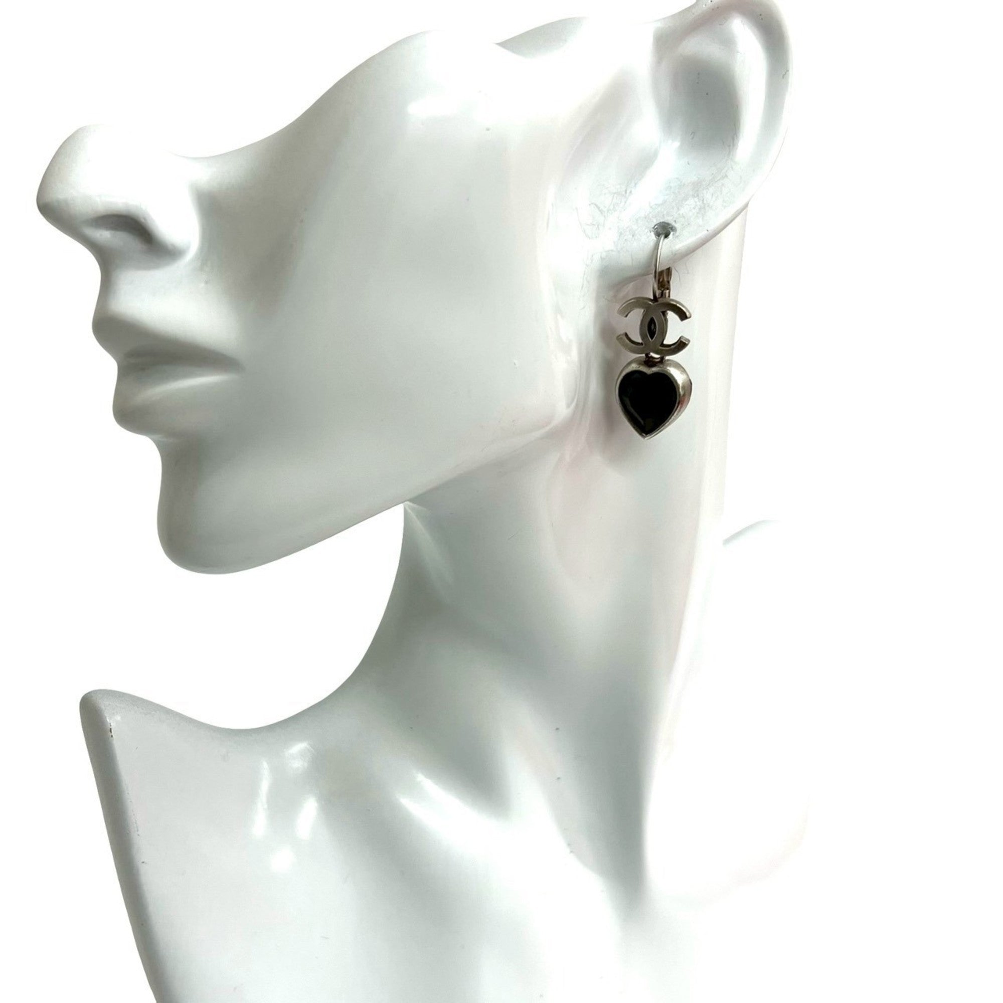 CC Logo Heart Earrings Sterling Silver