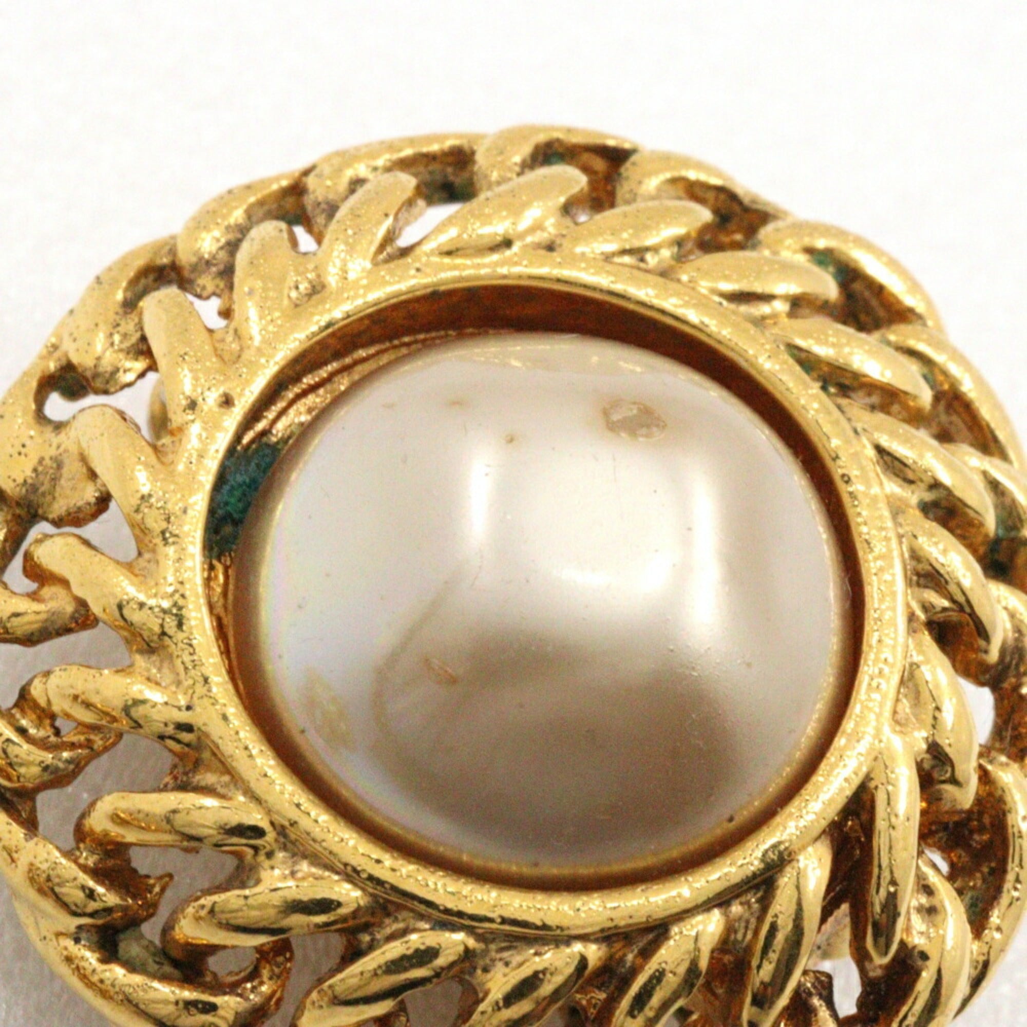 Earrings Pearl Gold-Tone Metal
