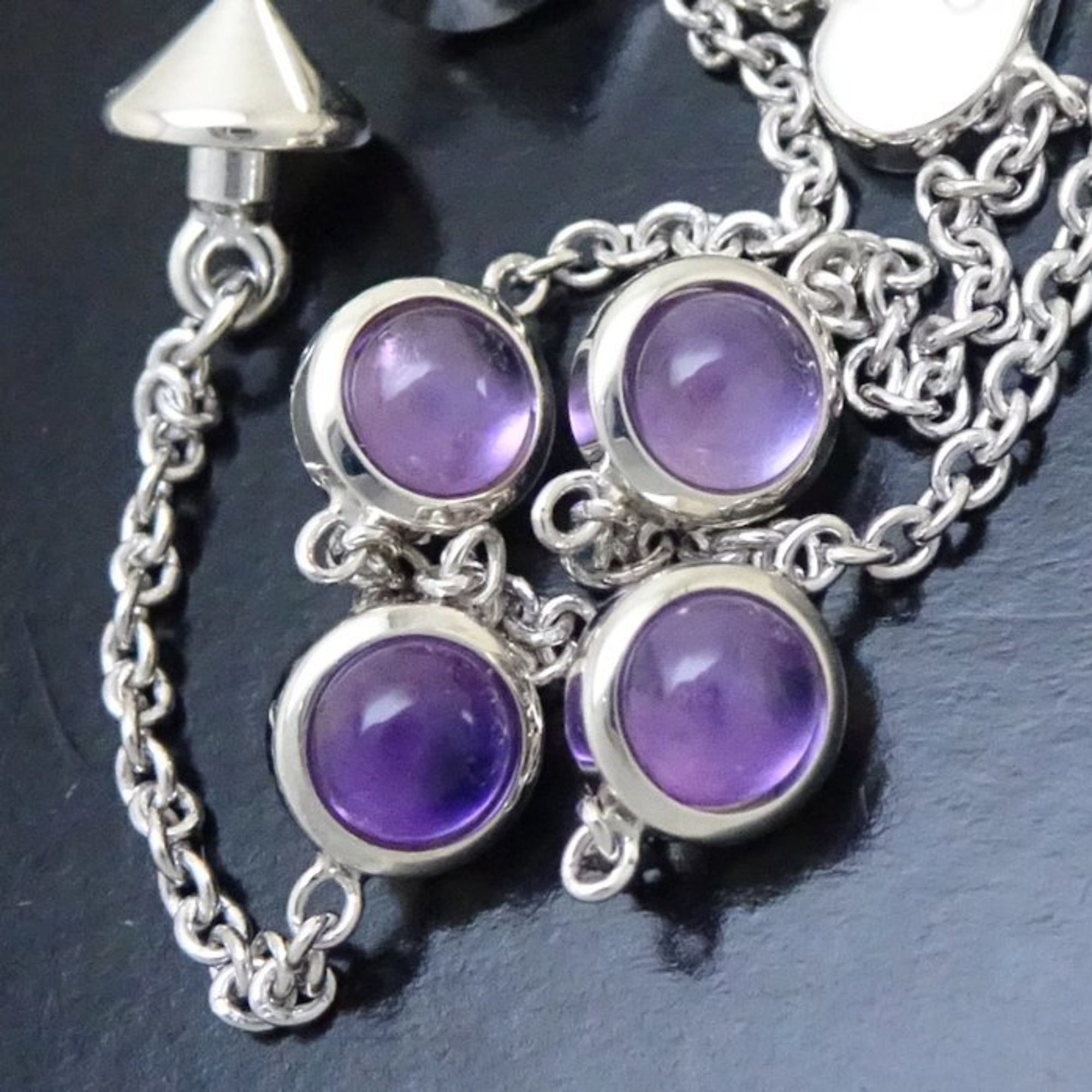Charm Bracelet Sterling Silver with Amethyst