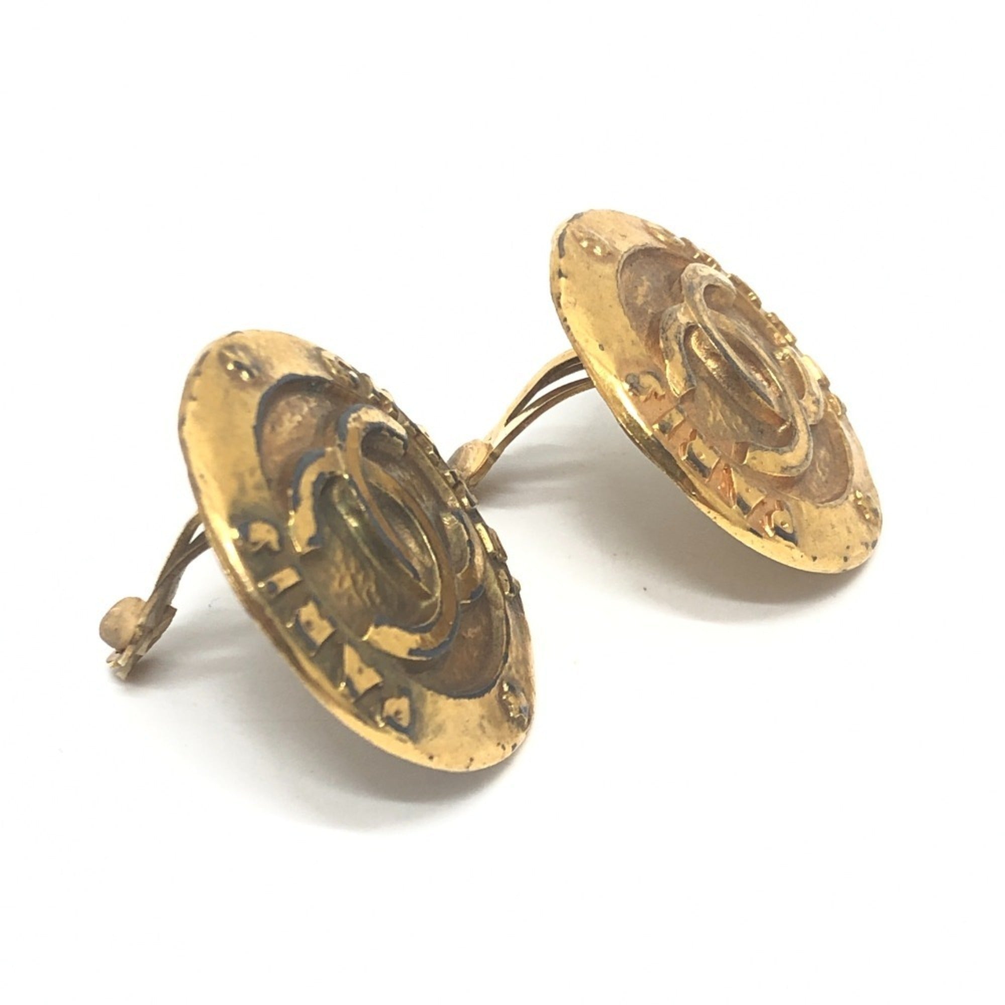 CC Logo Clip-On Earrings Gold-Tone Metal Gold-Tone Metal