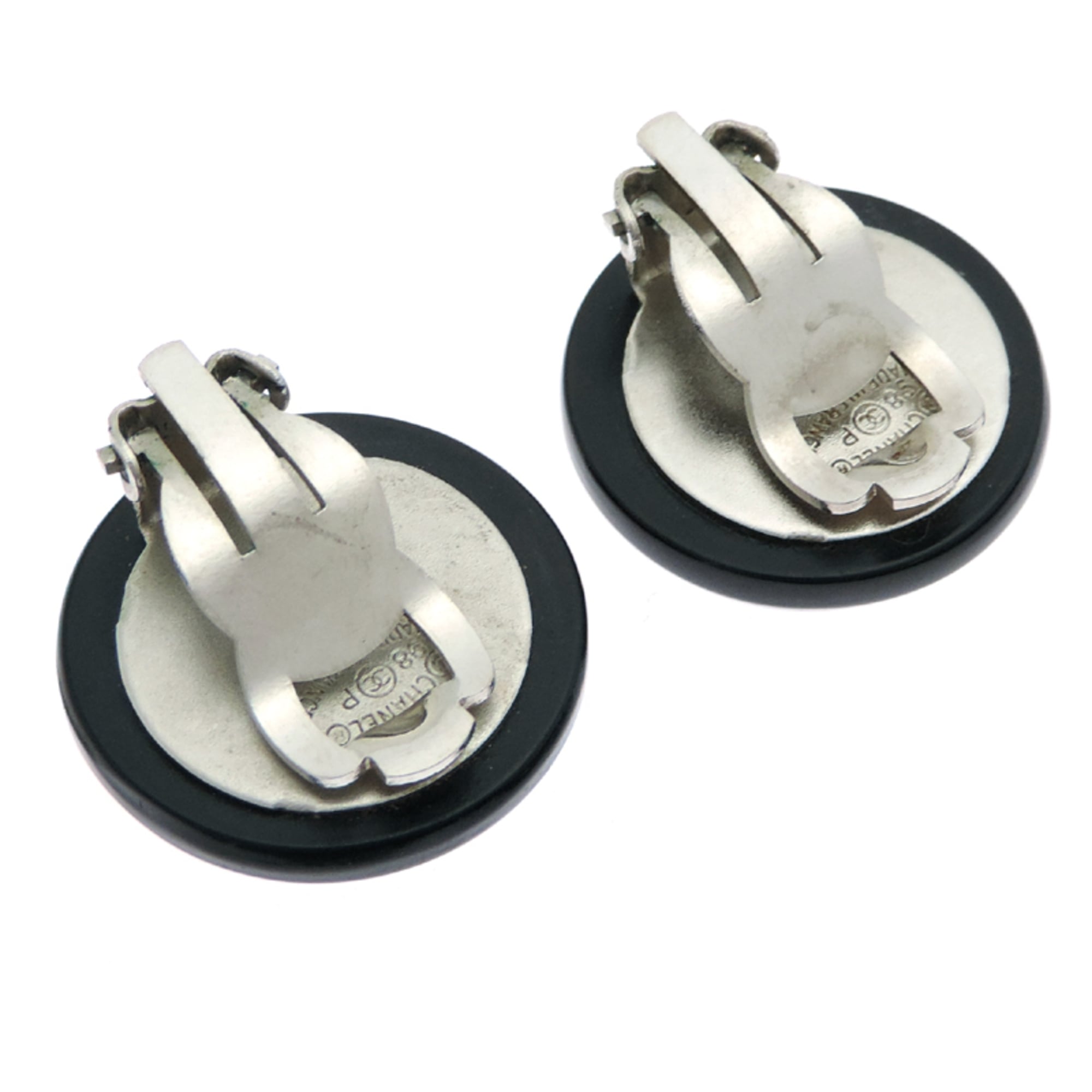 CC Logo Clip-On Earrings Silver-Tone Metal