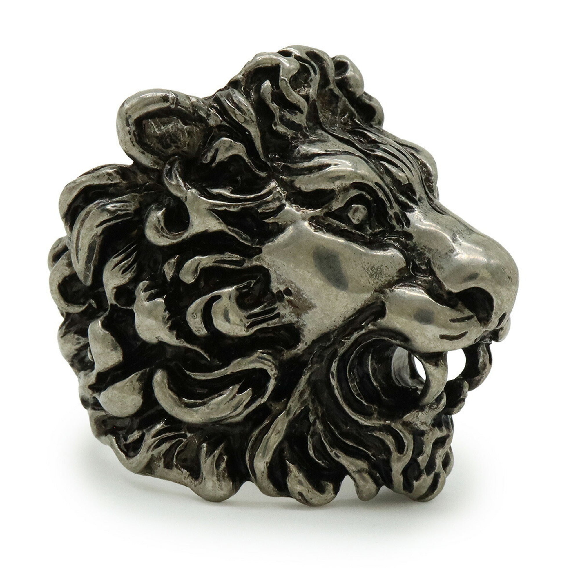 Lion Head Ring Metal Silver