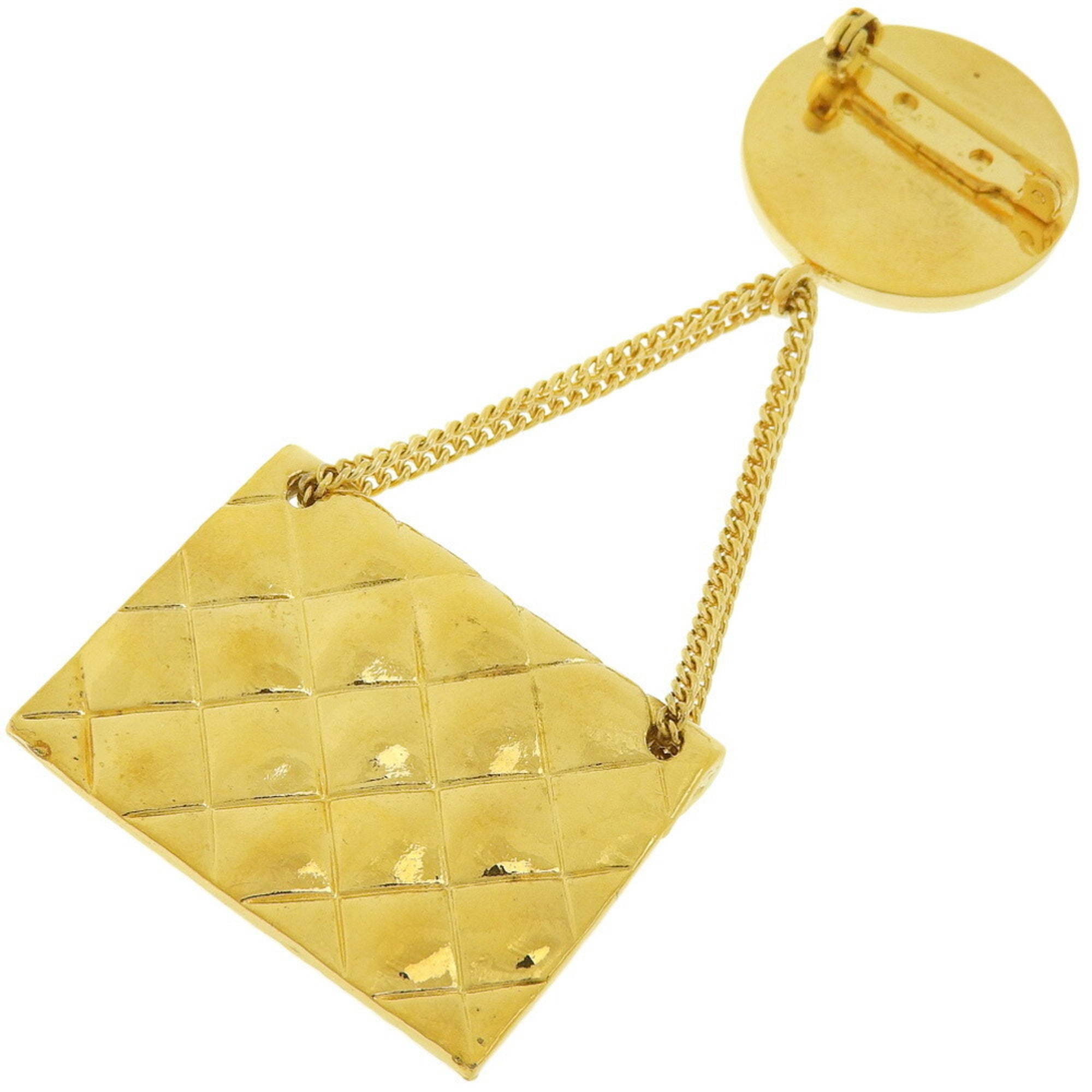 Matelasse Bag Motif Brooch Metal Gold Plated