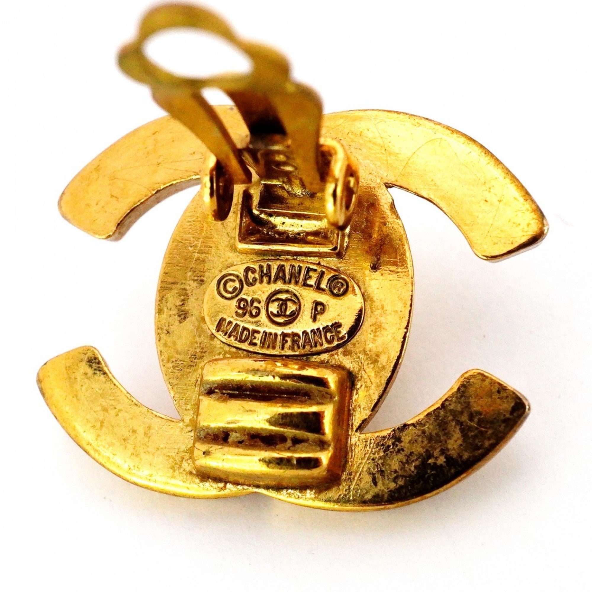 CC Logo Lock Clip-On Earrings Metal Gold-Tone Metal