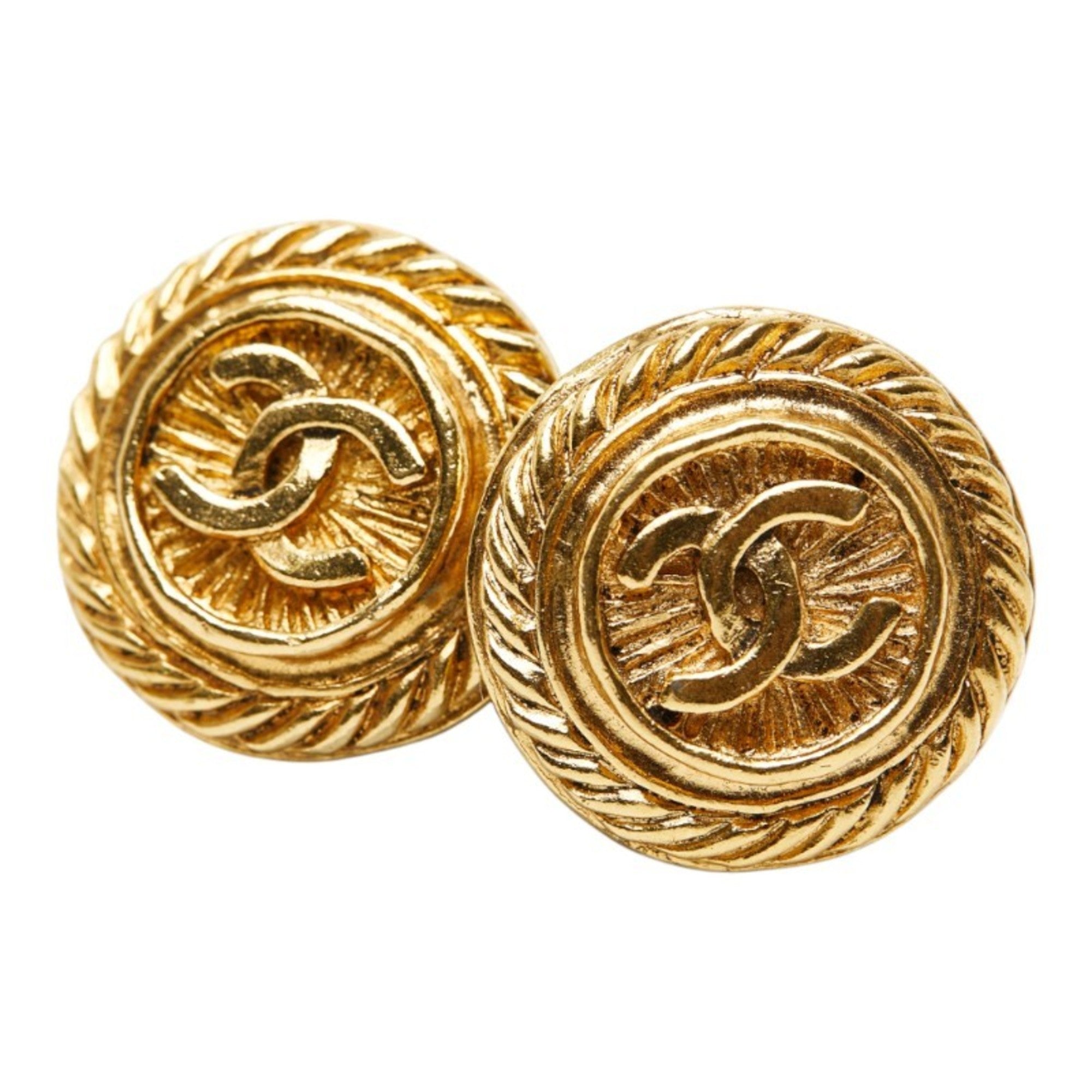 CC Logo Clip-On Earrings Metal Gold-Tone Metal