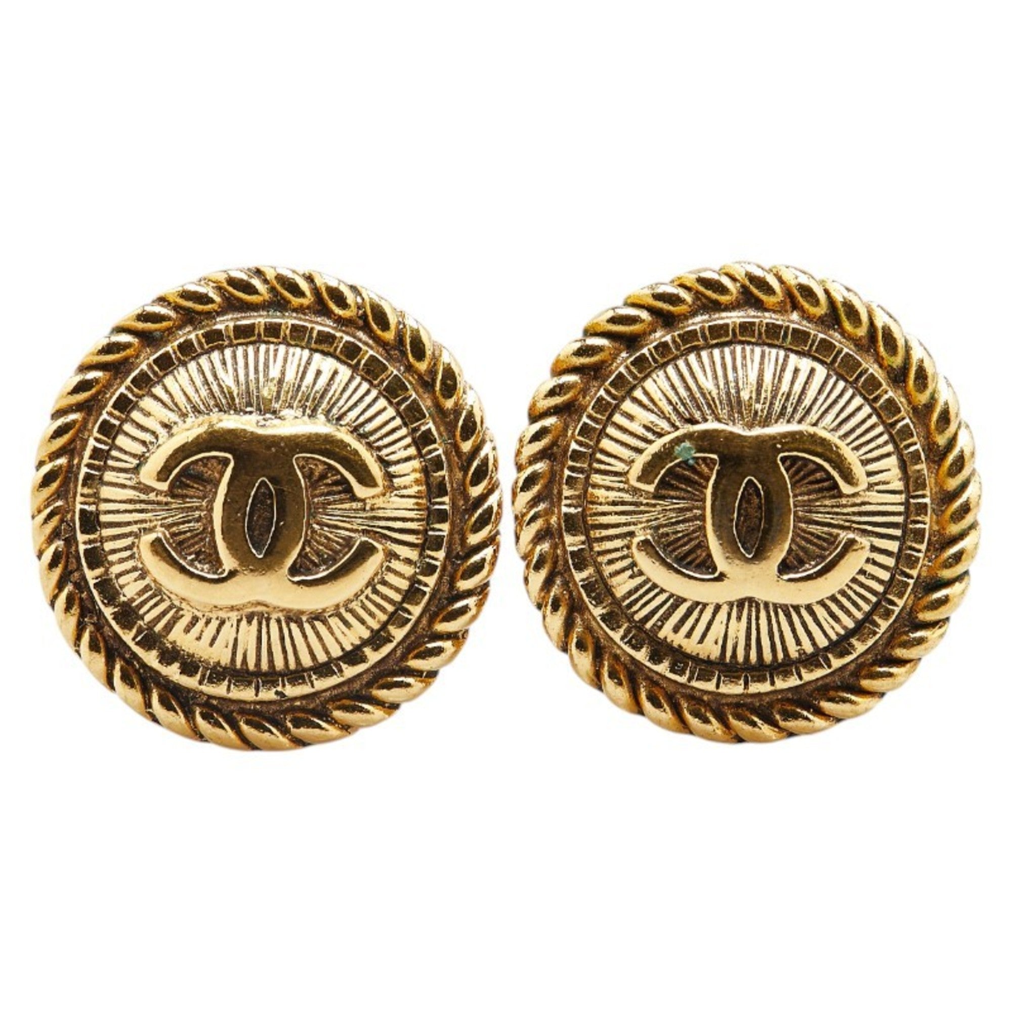 CC Logo Clip-On Earrings Metal Gold-Tone Metal