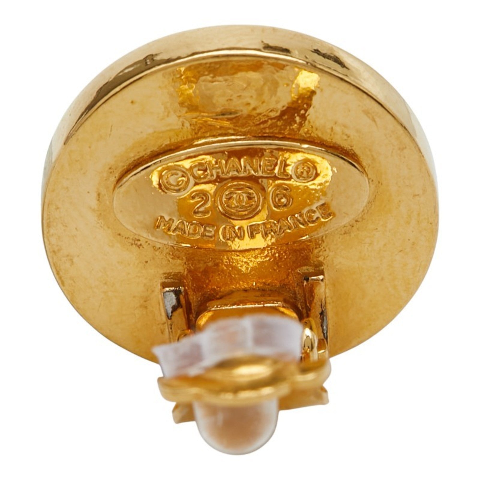 CC Logo Round Clip-On Earrings Gold-Tone Metal