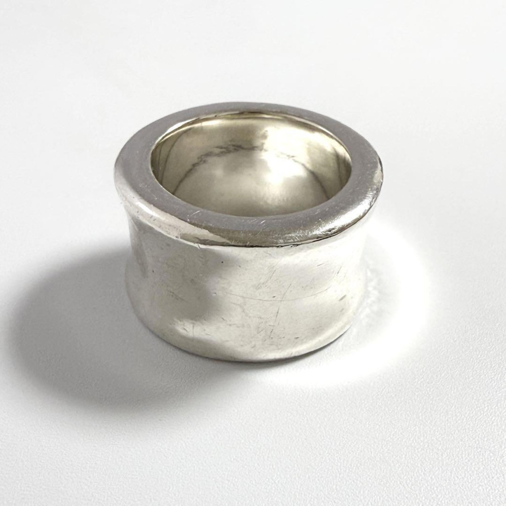 Vintage Band Ring Sterling Silver Wide Side