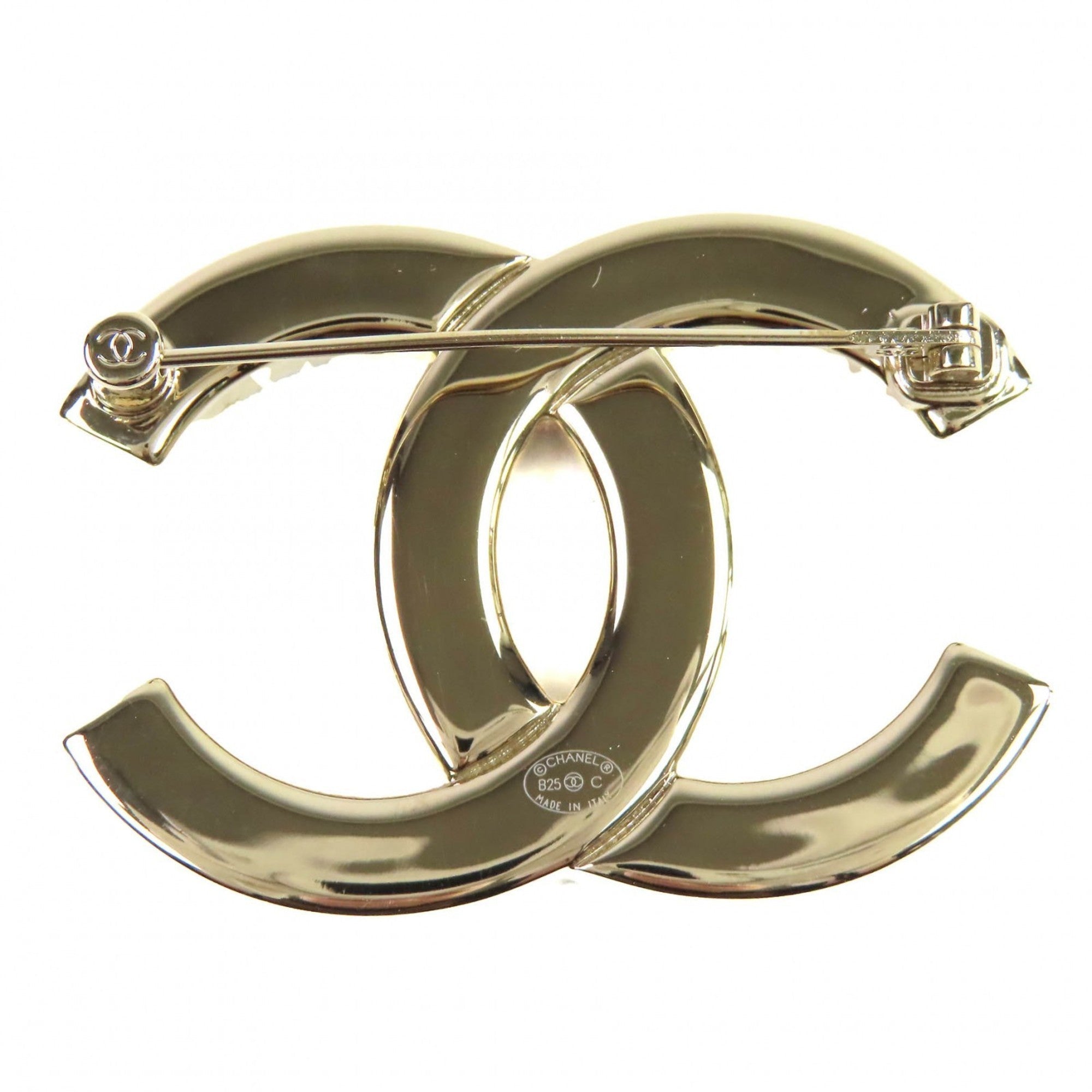 CC Logo Brooch Gold-Tone Metal