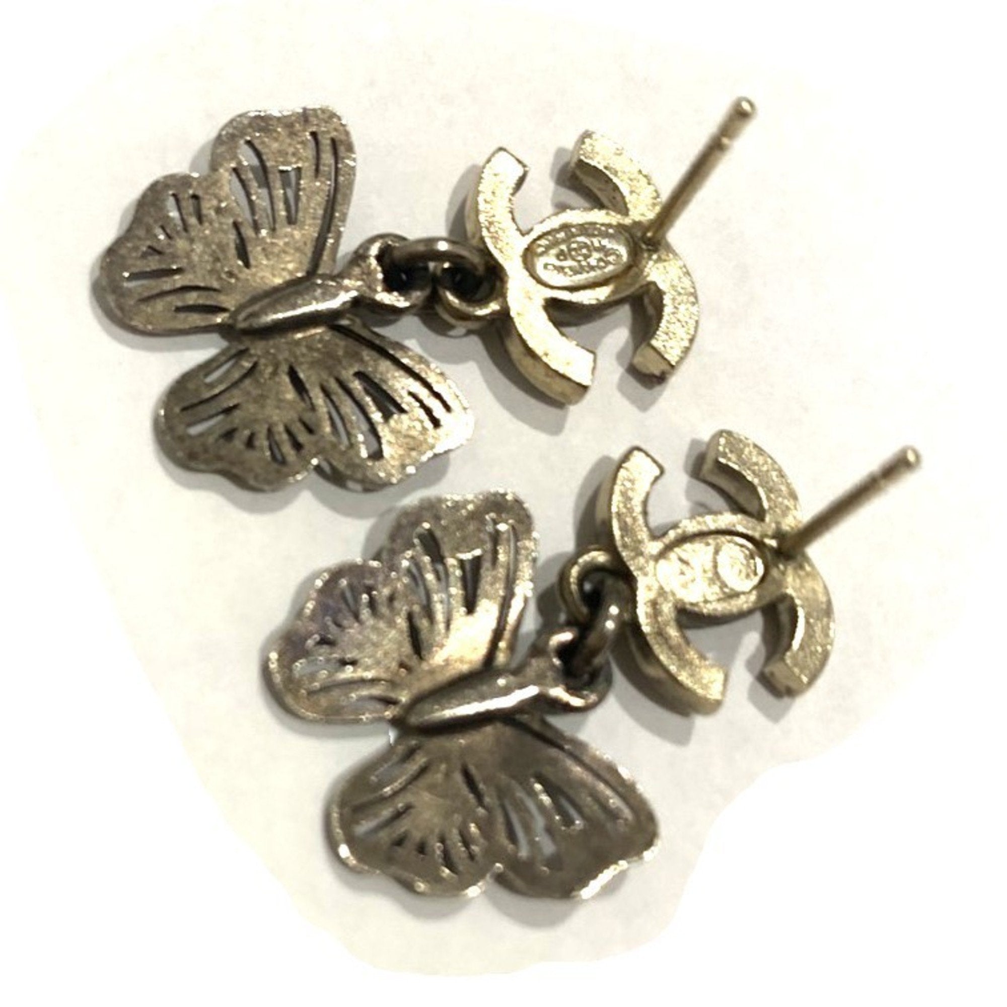 CC Logo Butterfly Earrings Metal