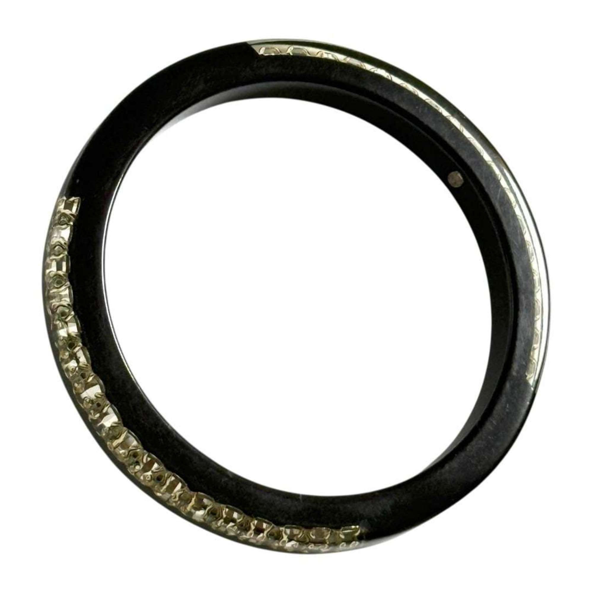 Bangle Bracelet Plastic and Rhinestone Black