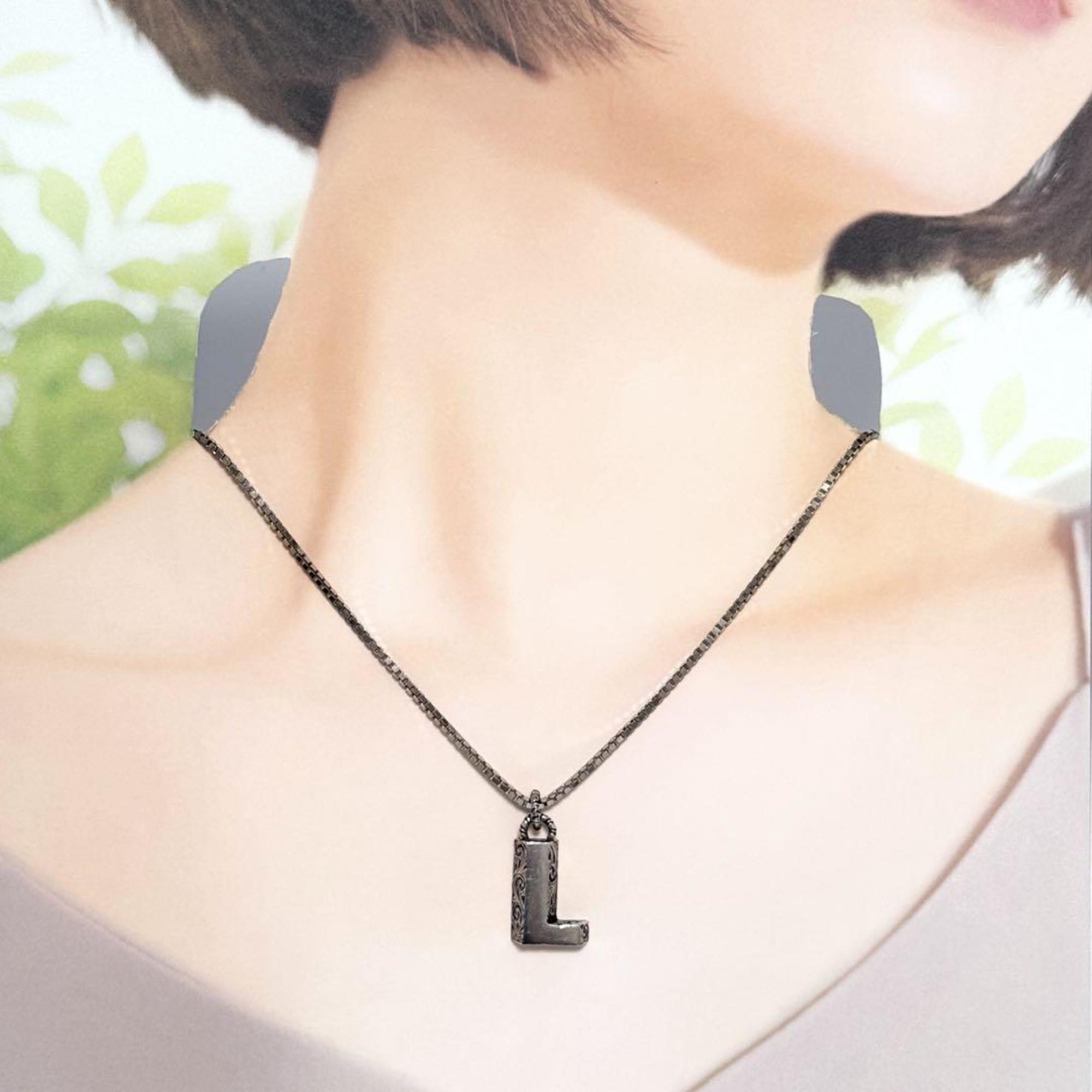 Alphabet Pendant Necklace Sterling Silver Initial L