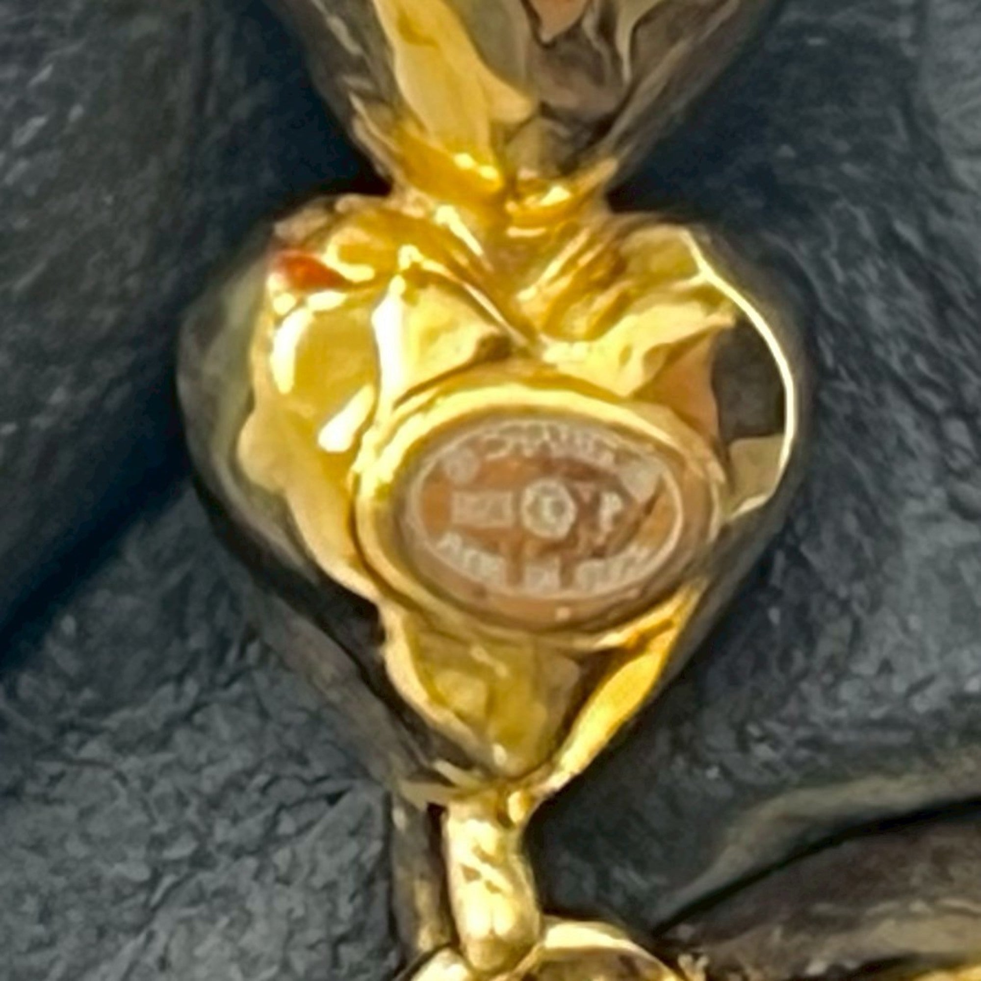 CC Logo Heart Earrings Metal Gold-Tone Metal