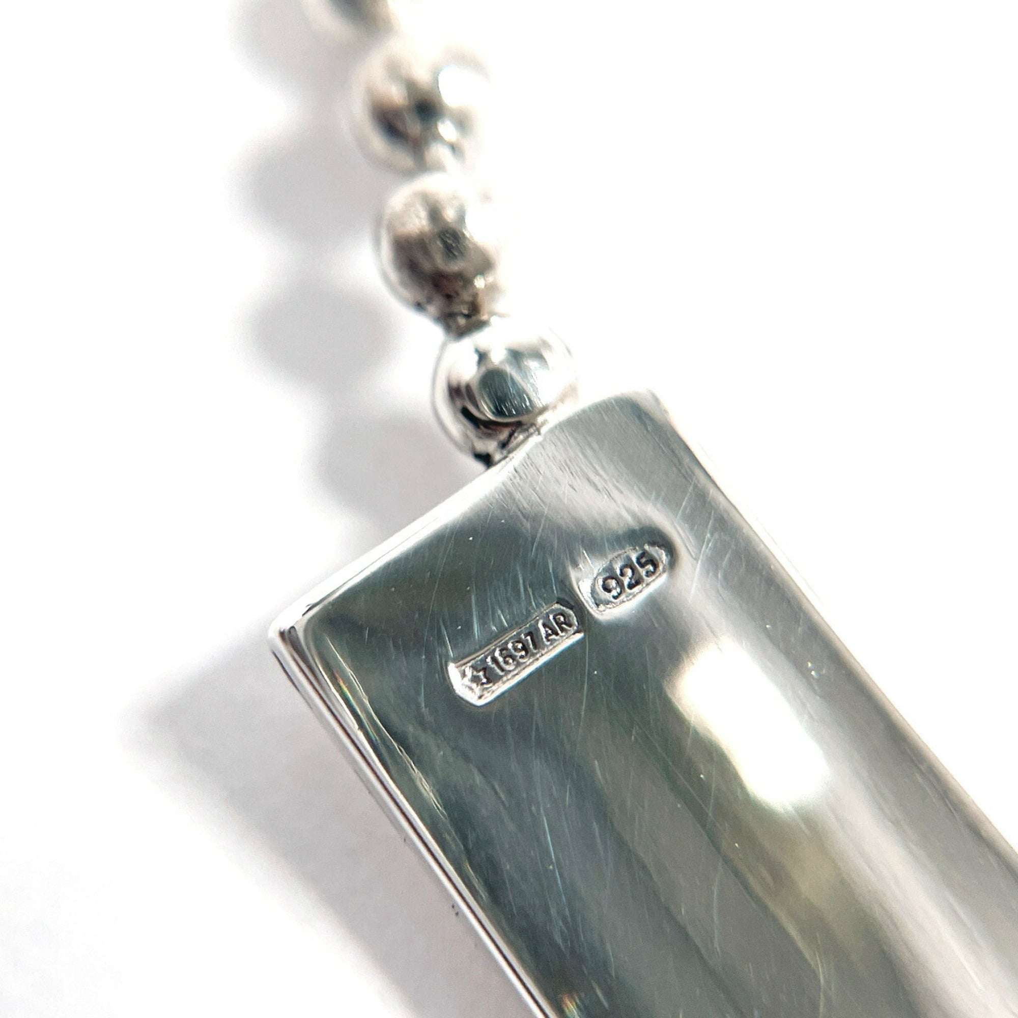 Ball Chain Plate Choker Necklace Sterling Silver