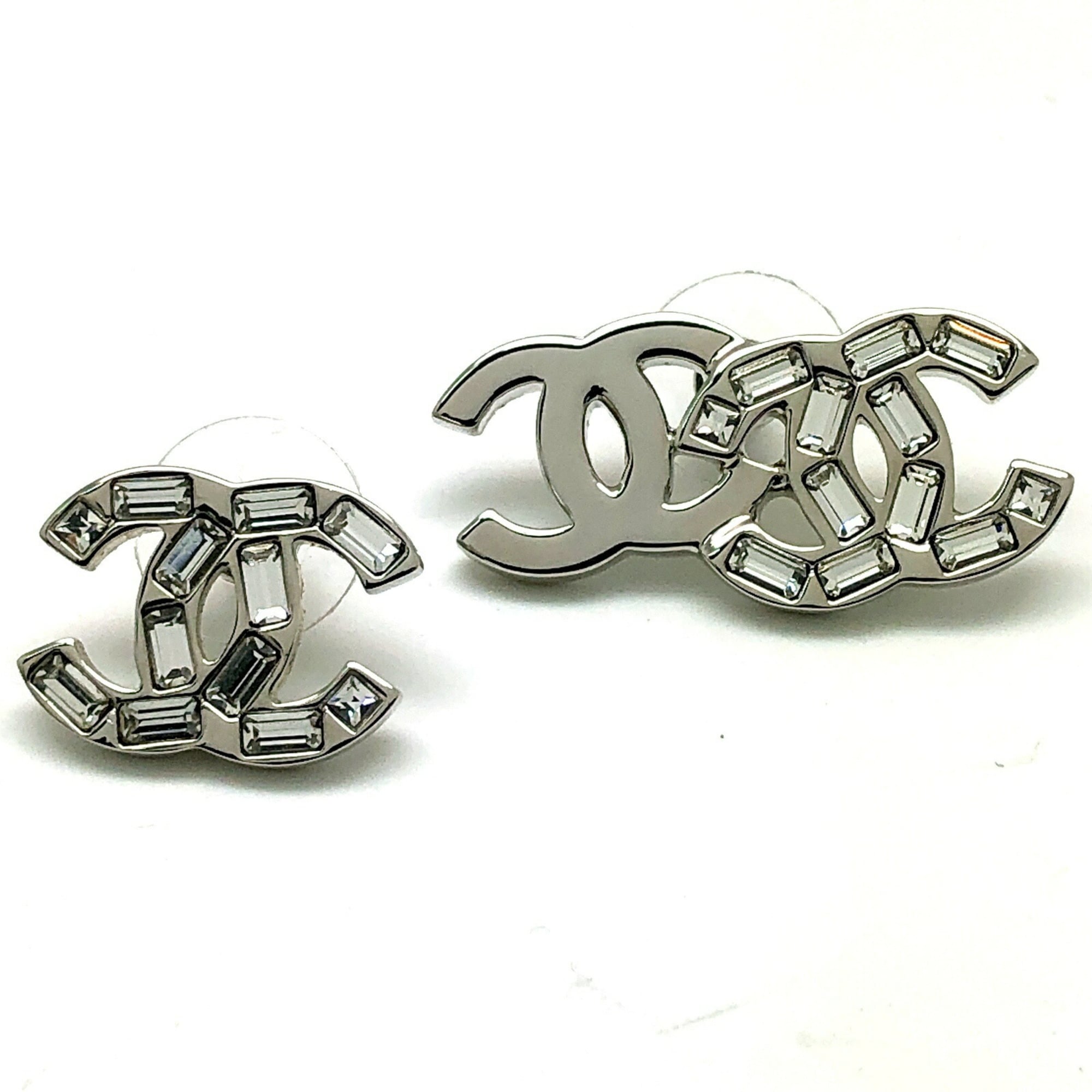 CC Logo Earrings Sterling Silver Sterling Silver and Rhinestone