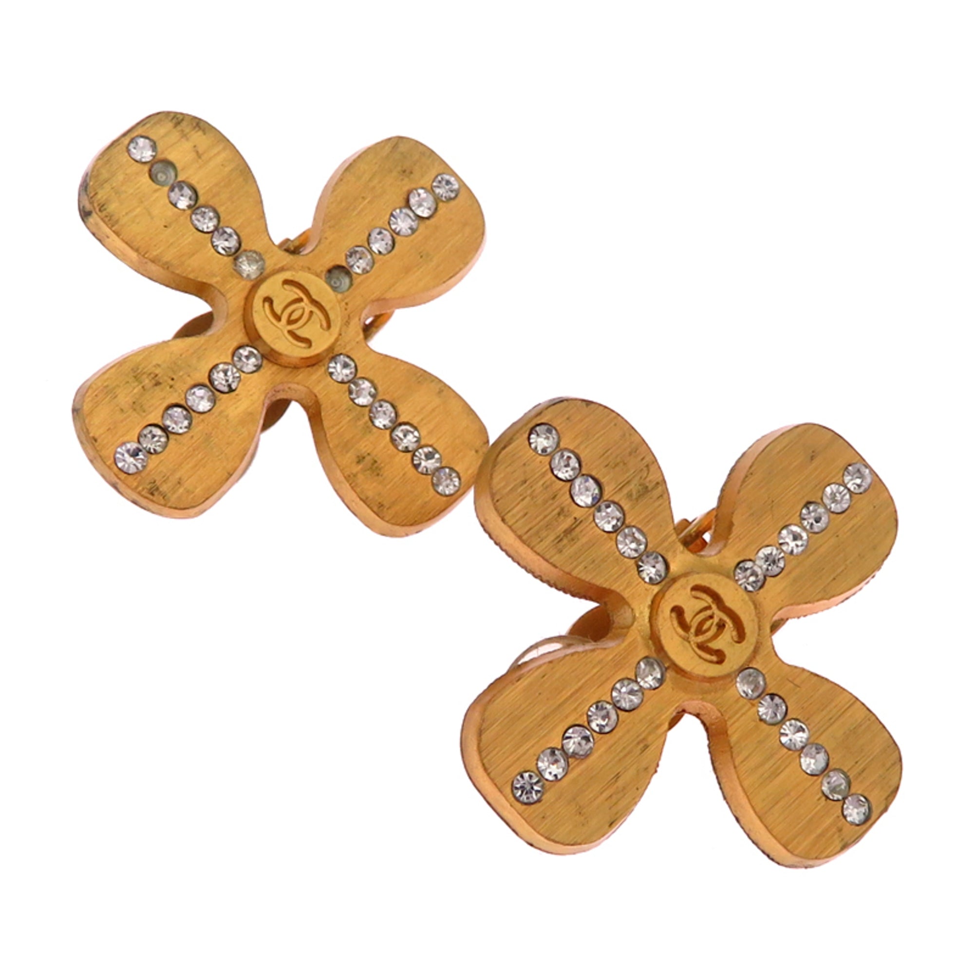 CC Logo Clover Clip-On Earrings Metal