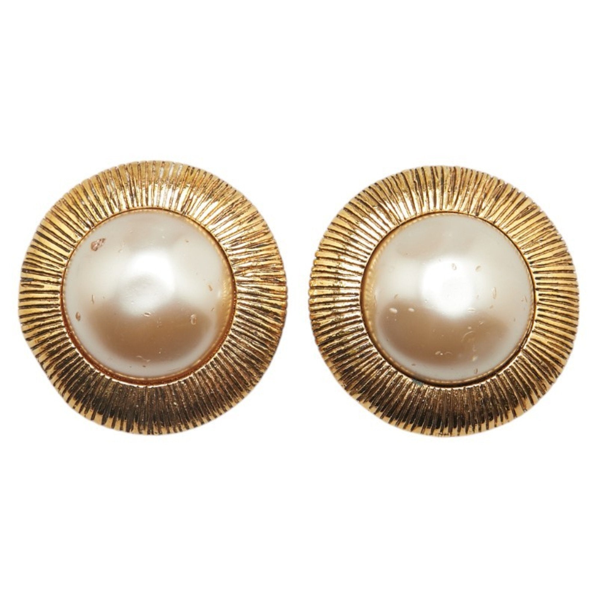 Earrings Pearl Gold-Tone Metal