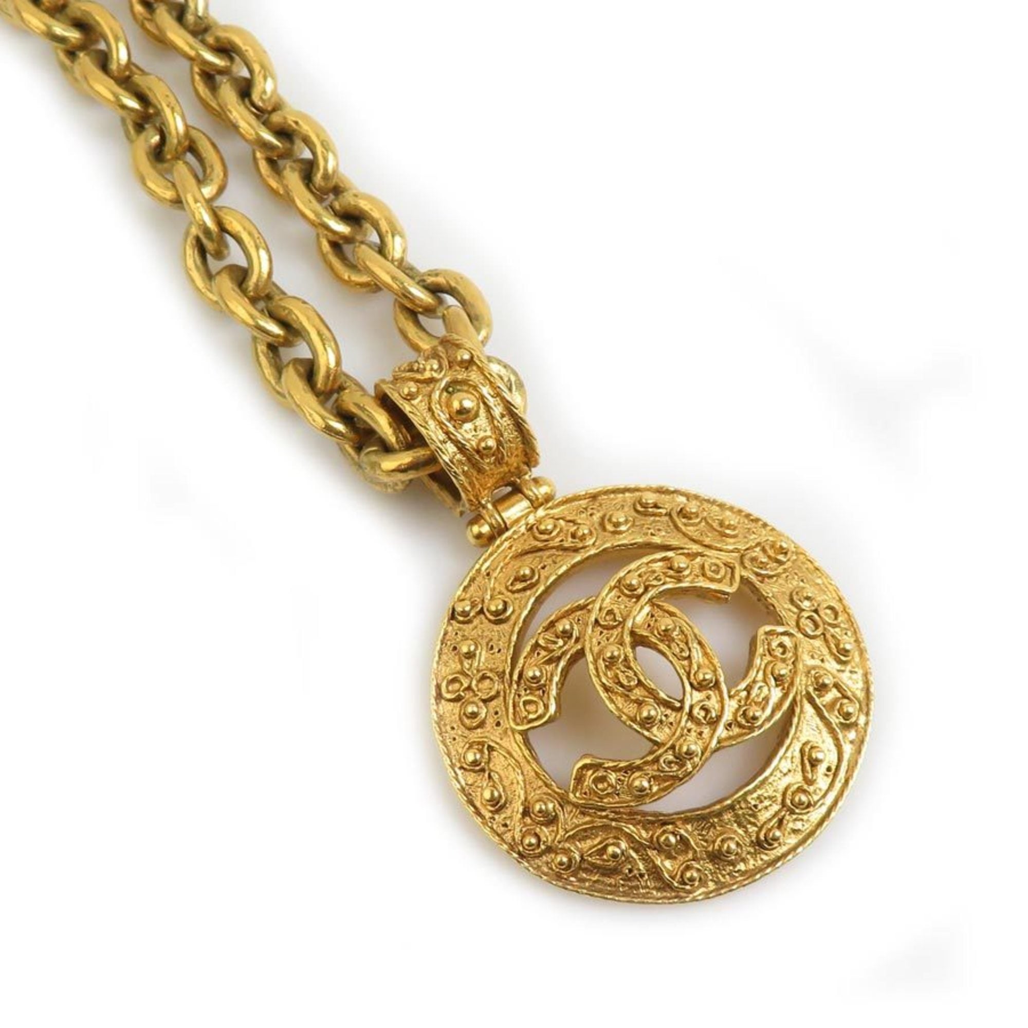 CC Logo Pendant Necklace Gold-Tone Metal