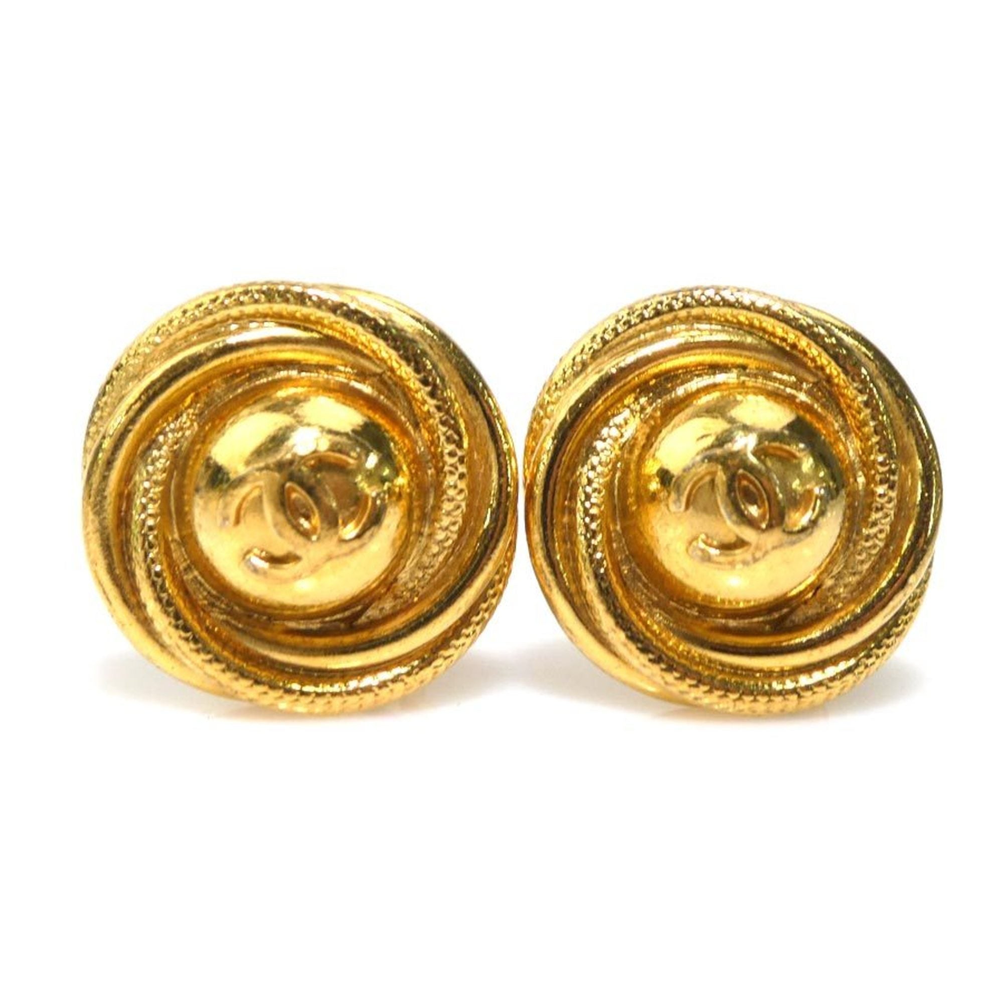 CC Logo Clip-On Earrings Gold-Tone Metal Gold-Tone Metal