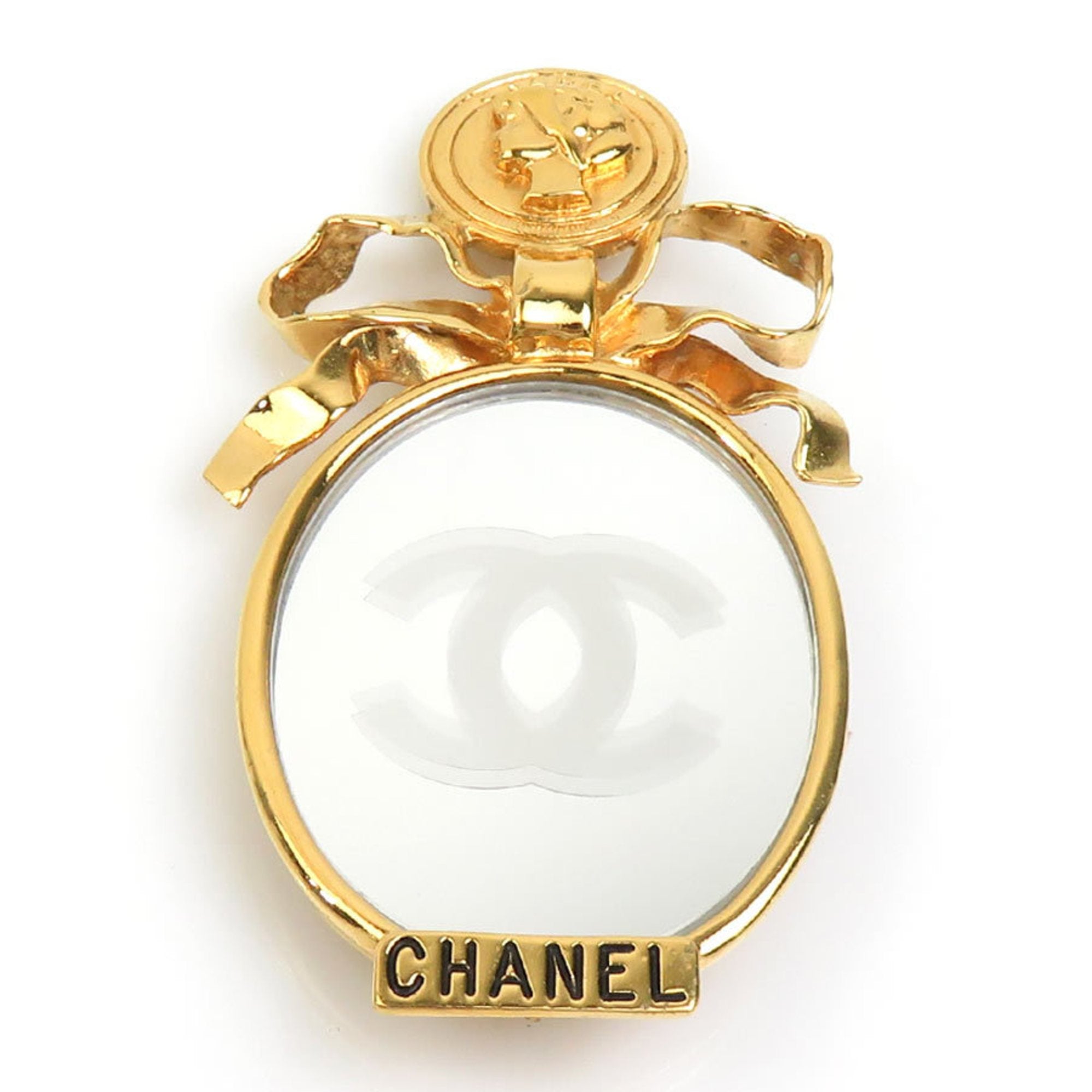CC Logo Brooch Gold-Tone Metal