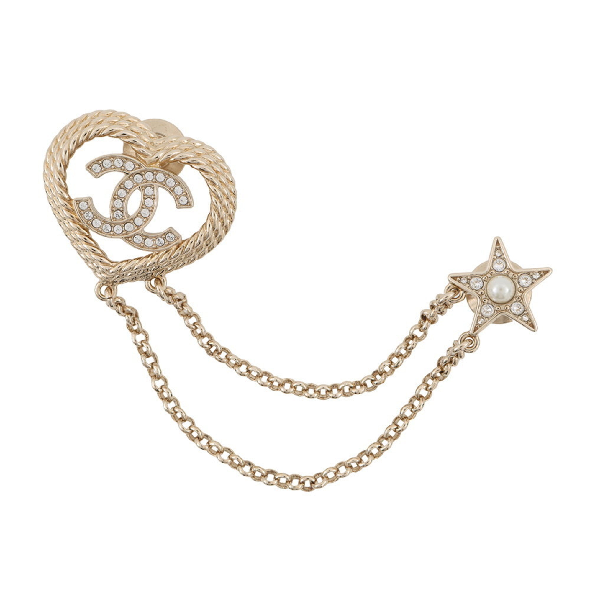 CC Logo Heart Star Brooch Metal