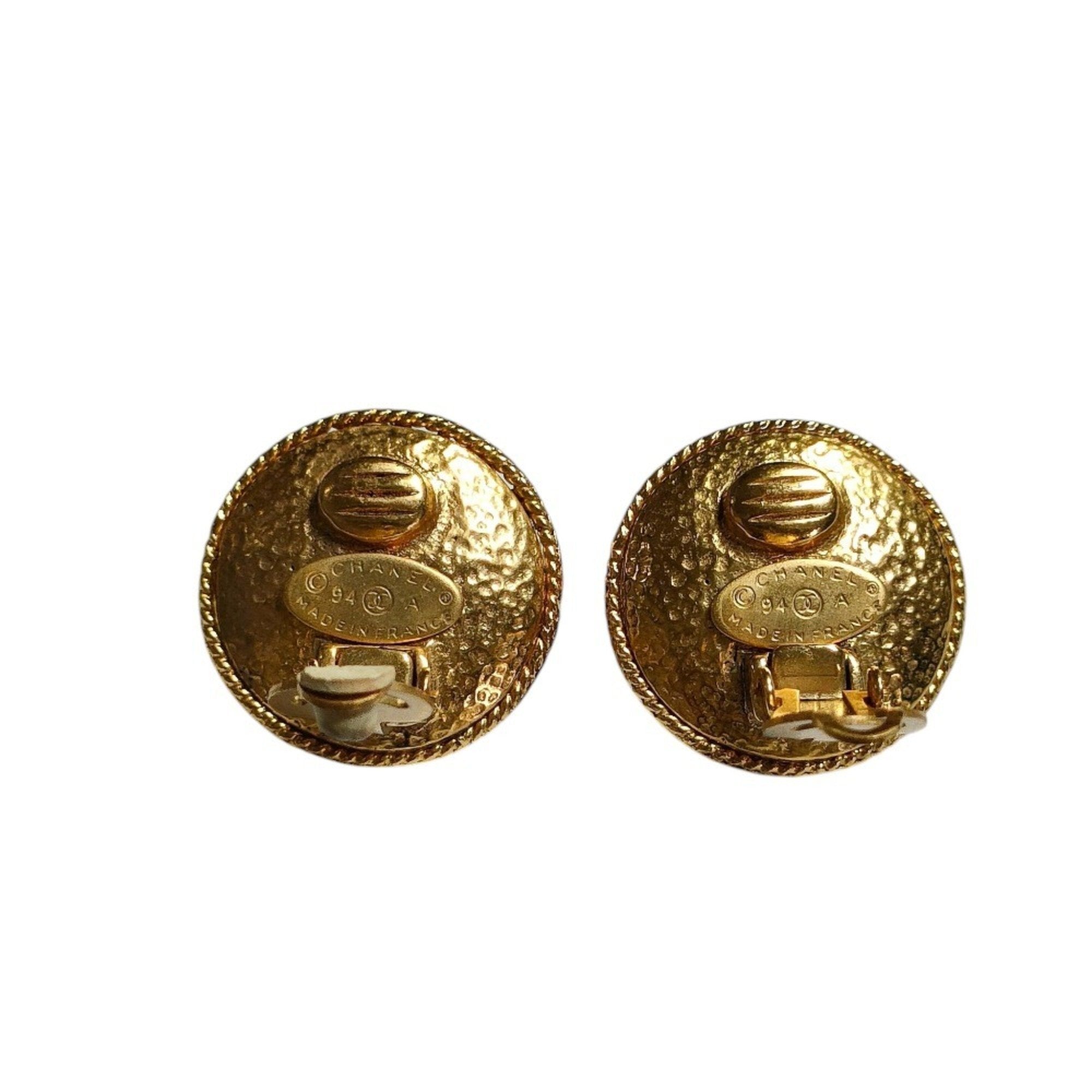 Vintage Earrings Pearl Gold-Tone Metal