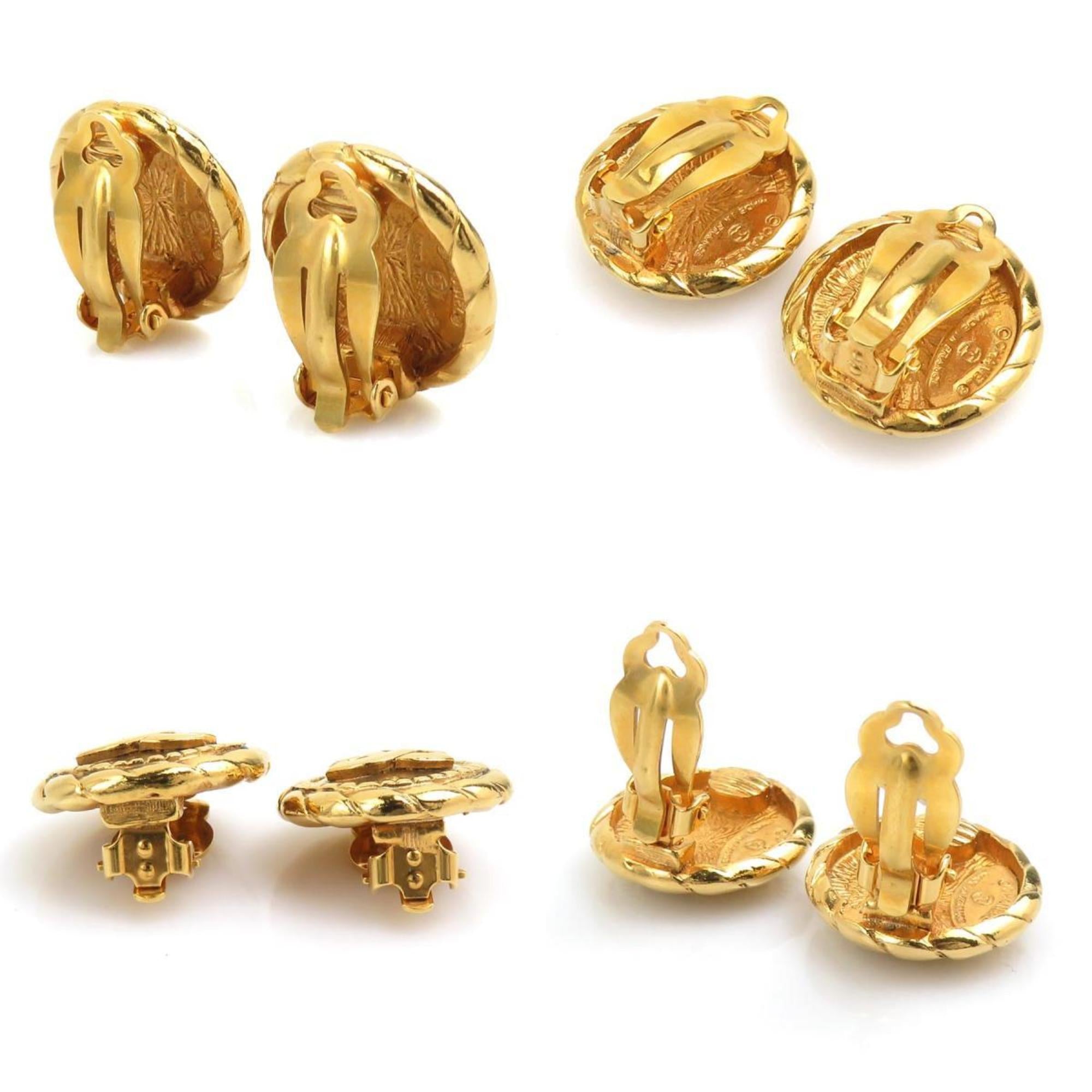 CC Logo Clip-On Earrings Gold-Tone Metal Gold-Tone Metal