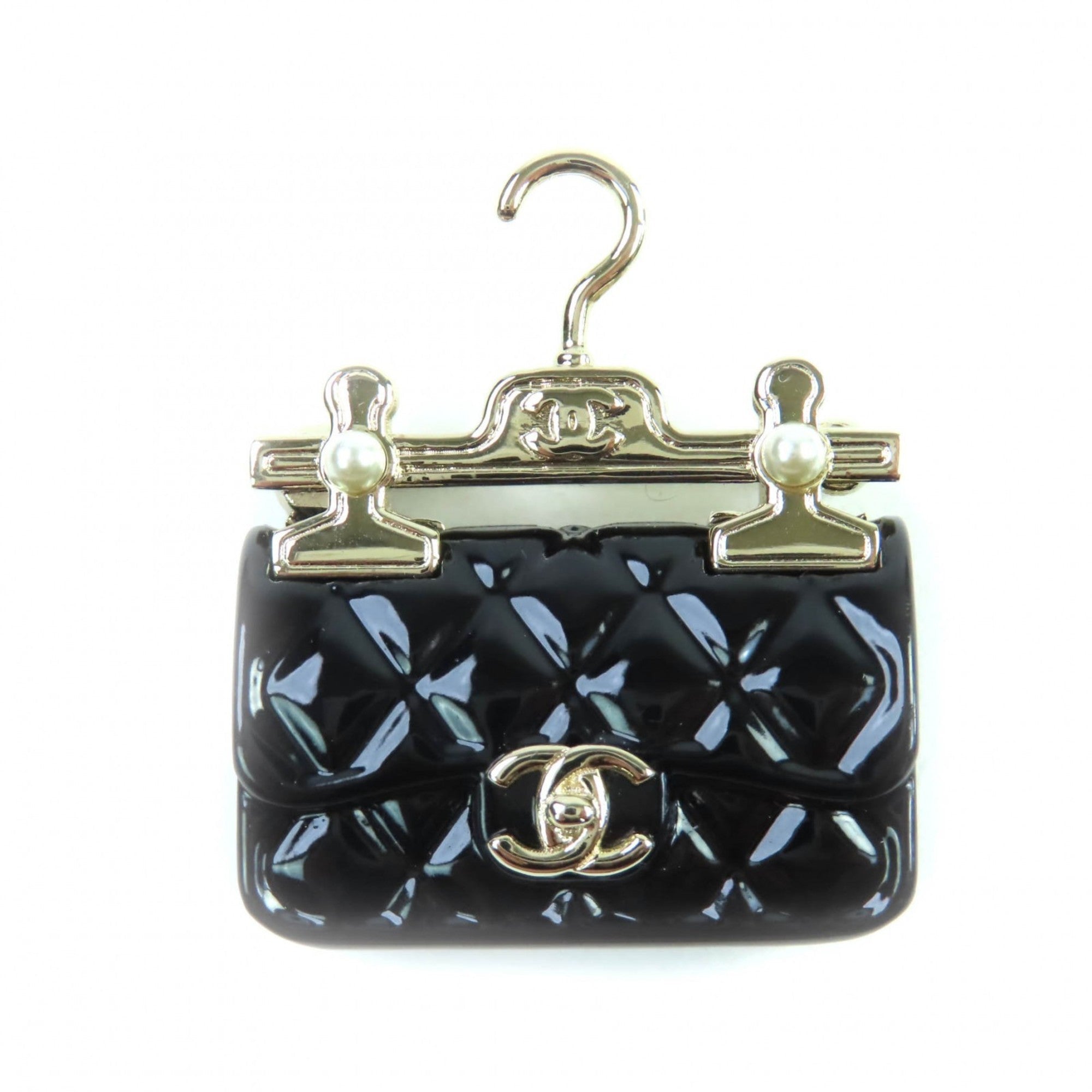 CC Logo Brooch Gold-Tone Metal