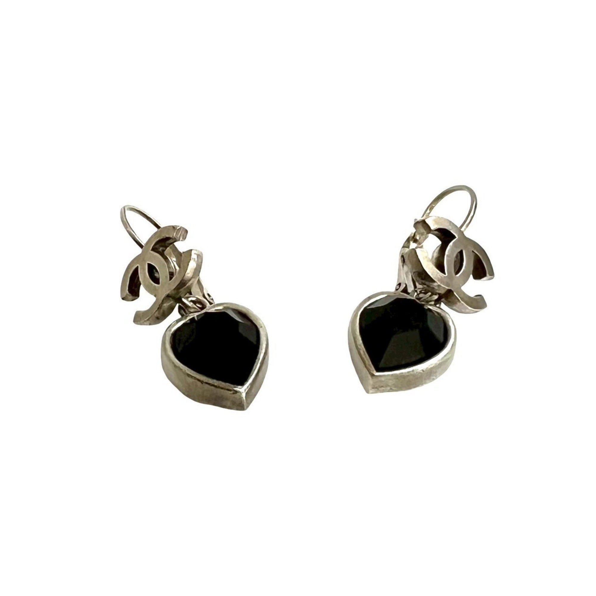 CC Logo Heart Earrings Sterling Silver