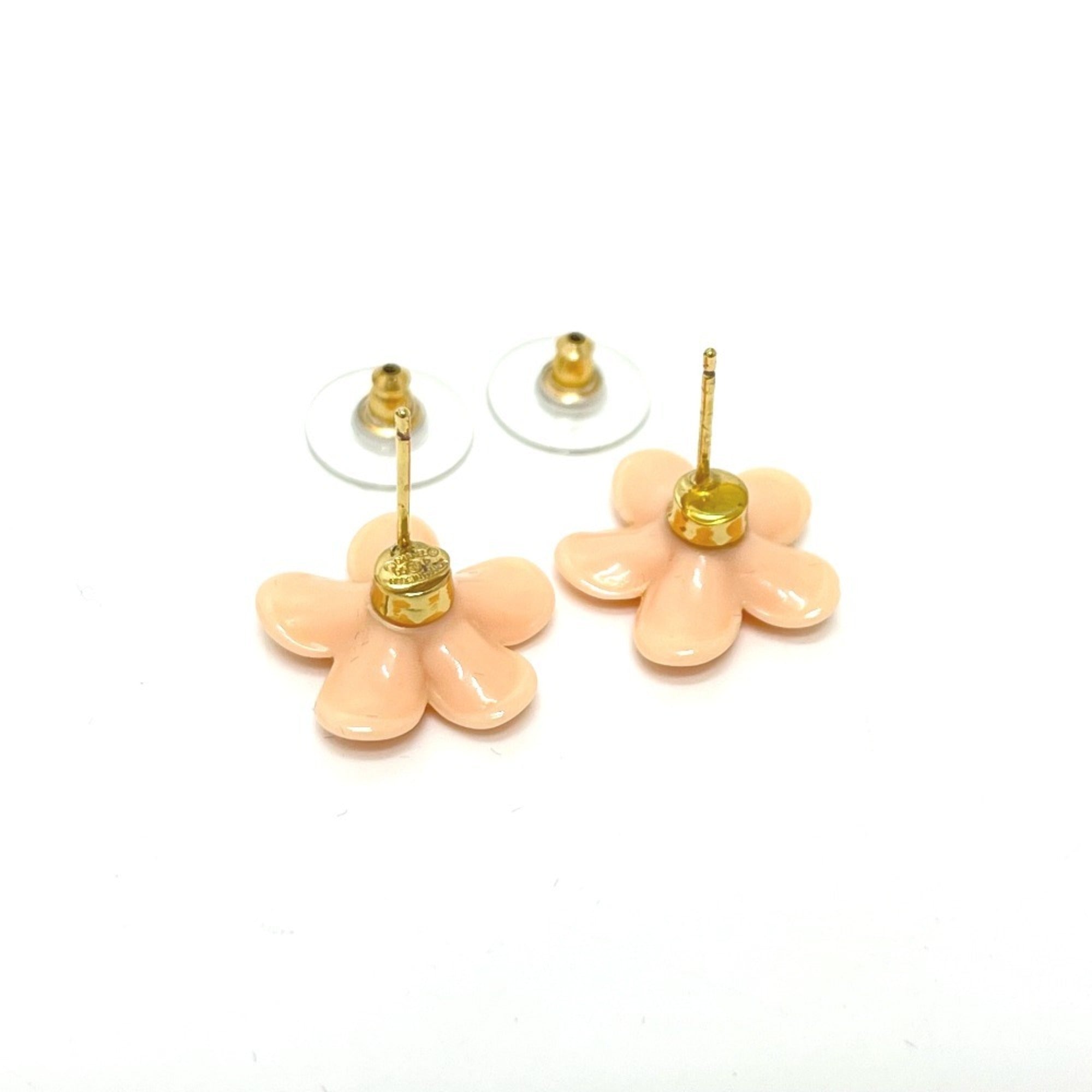 CC Logo Flower Earrings Gold-Tone Metal