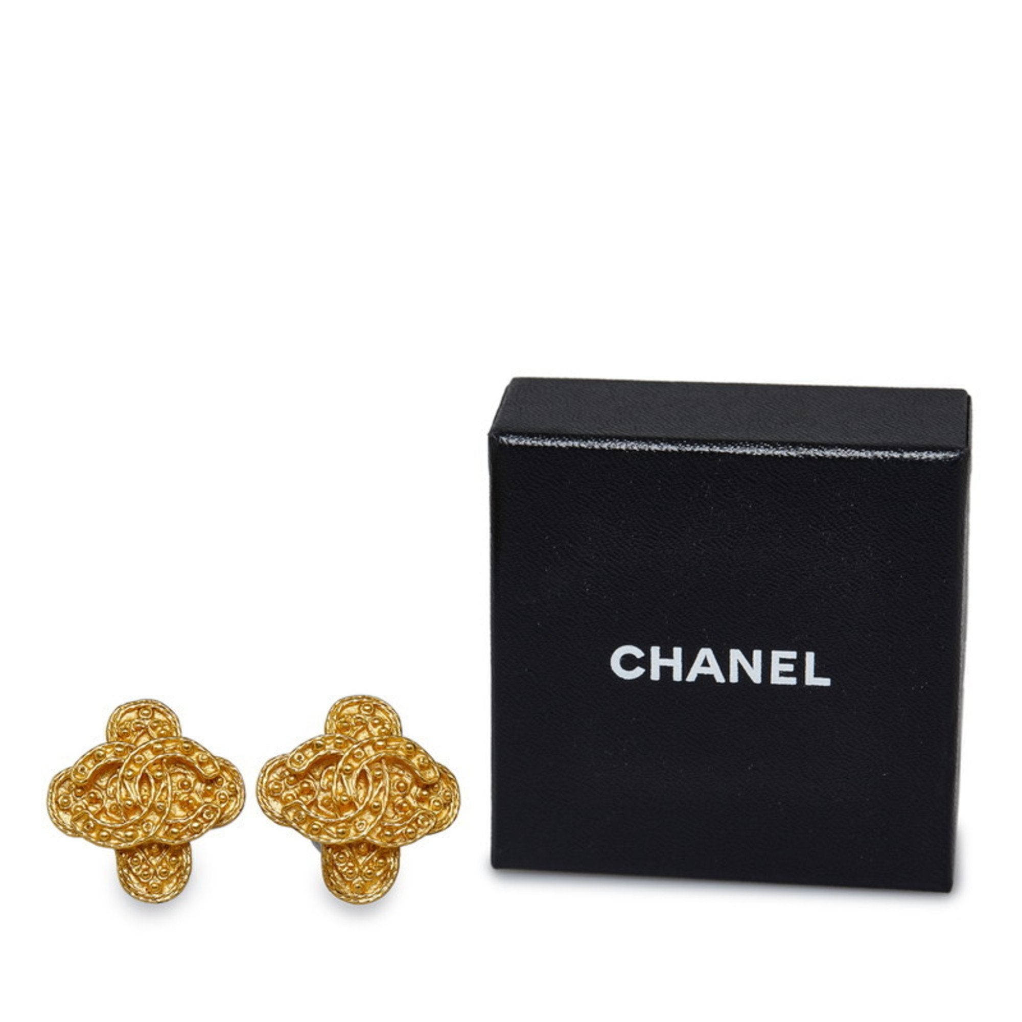 CC Logo Cross Clip-On Earrings Metal Gold-Tone Metal