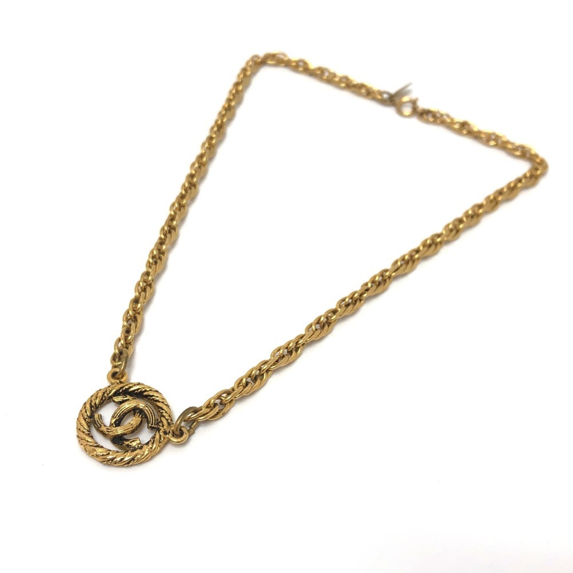CC Logo Pendant Necklace Gold-Tone Metal