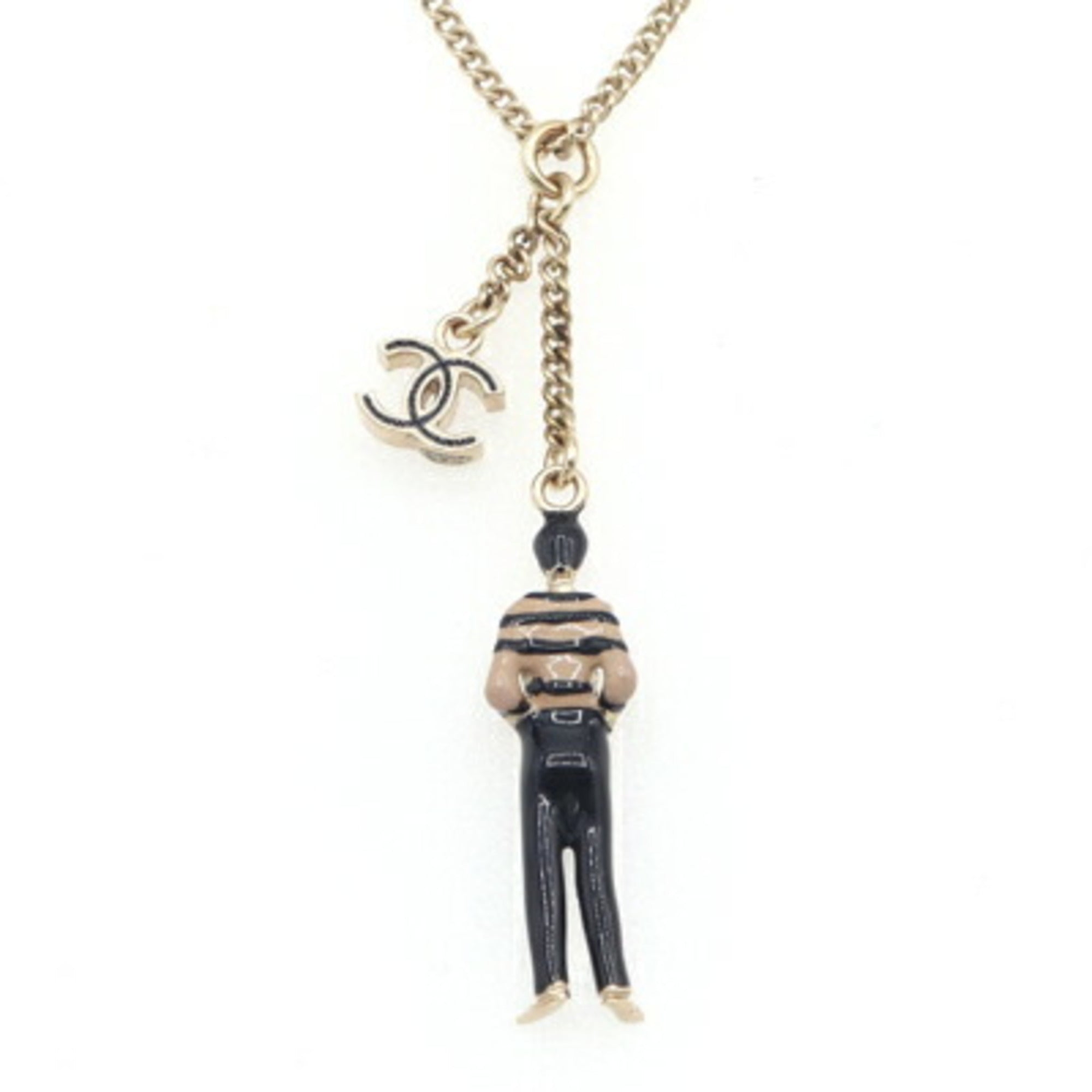 Pendant Necklace Metal Long Matte Gold