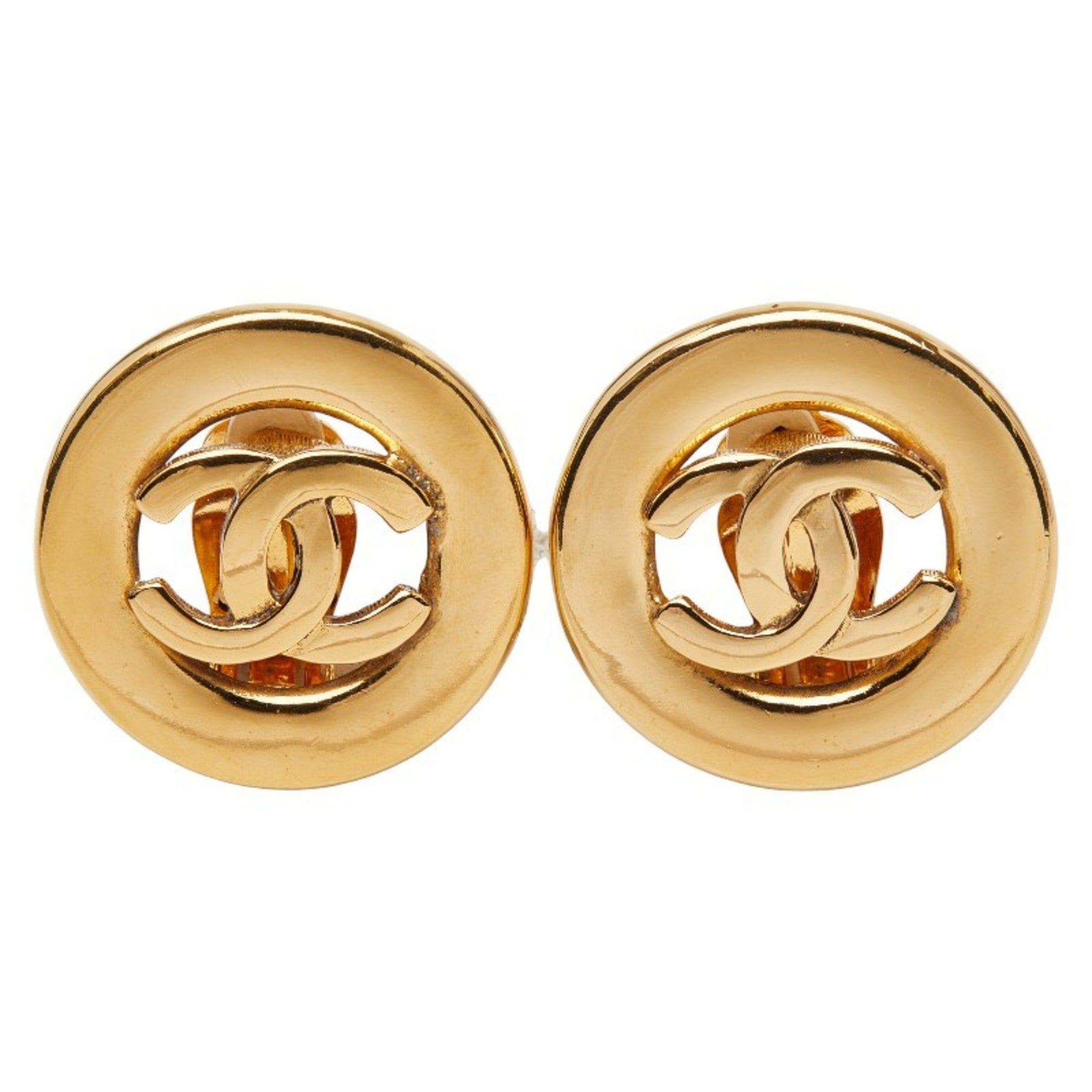 CC Logo Clip-On Earrings Metal Gold-Tone Metal