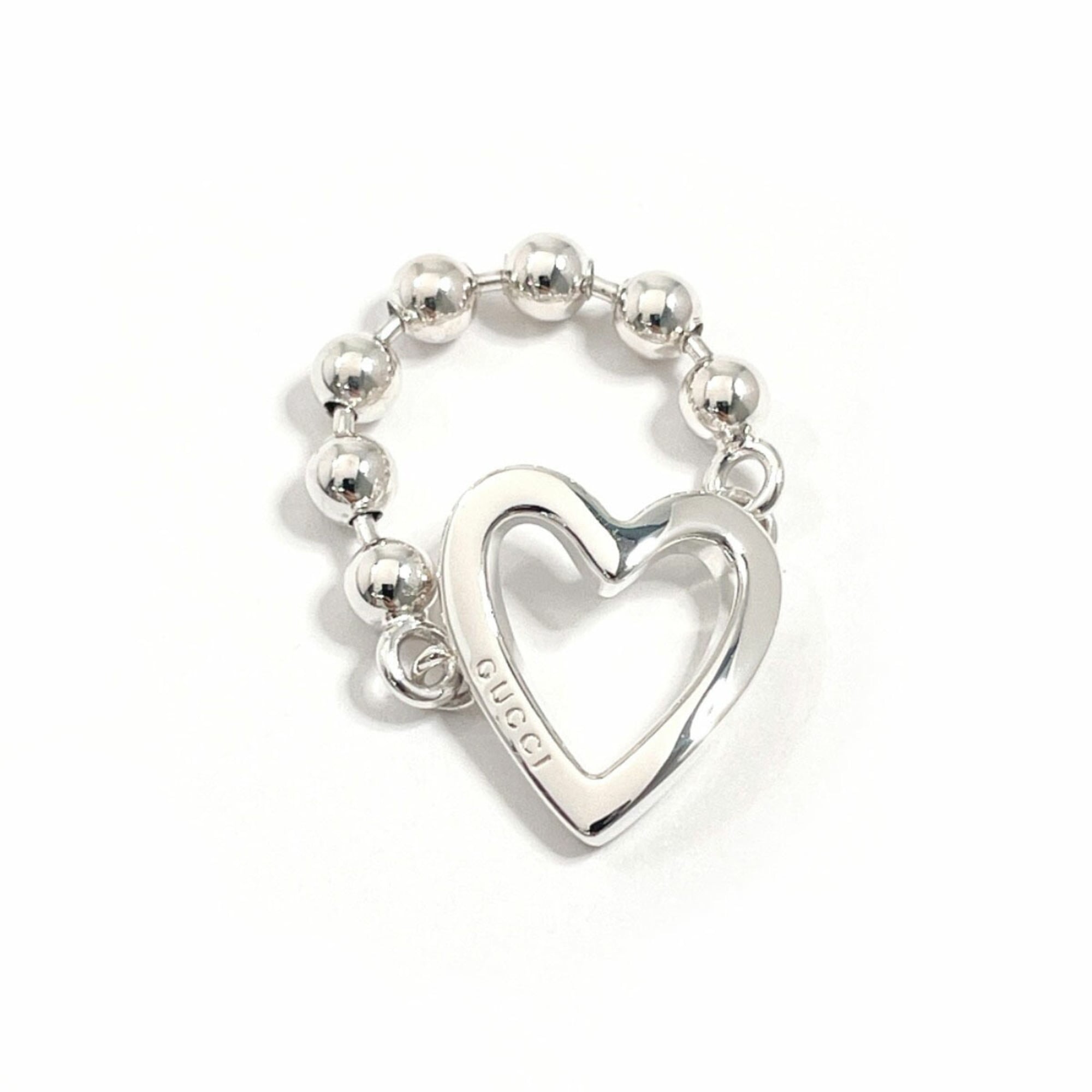 Heart Ball Chain Ring Sterling Silver