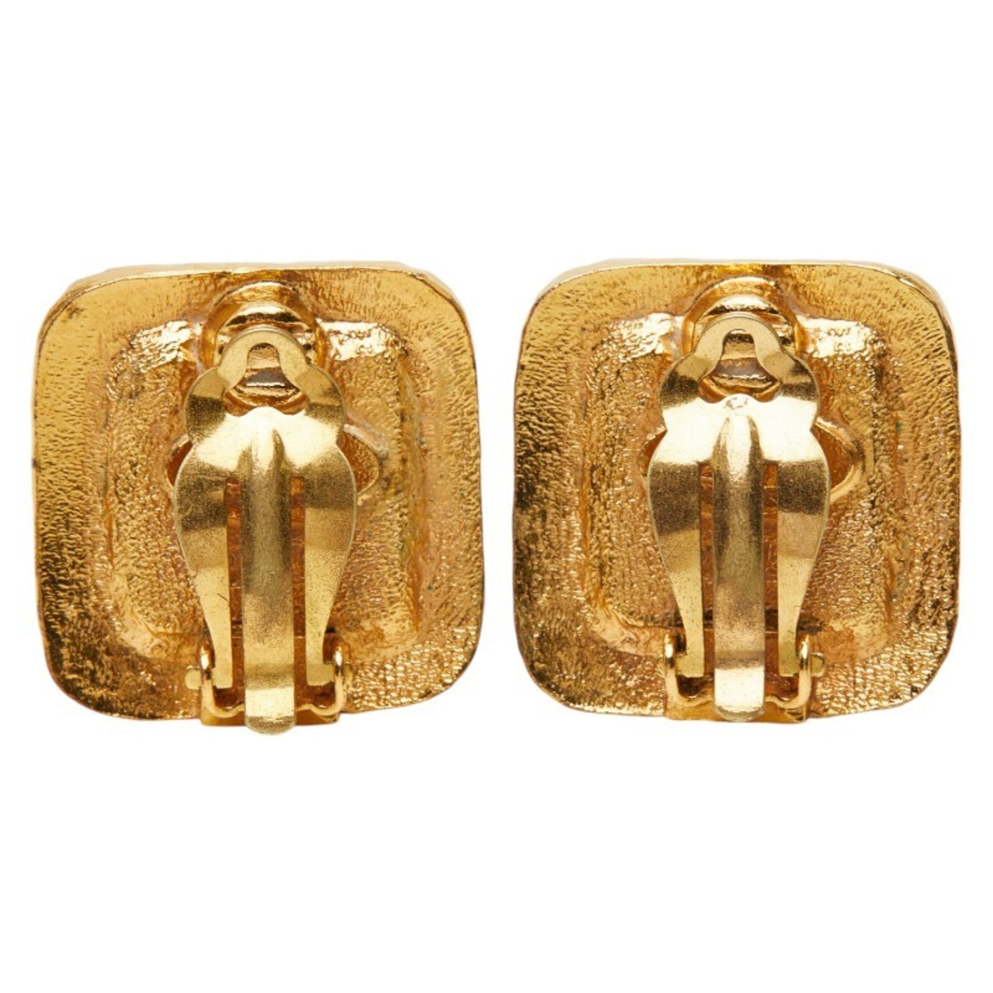 Vintage Clip-On Earrings Pearl Clip-On Gold-Tone Metal